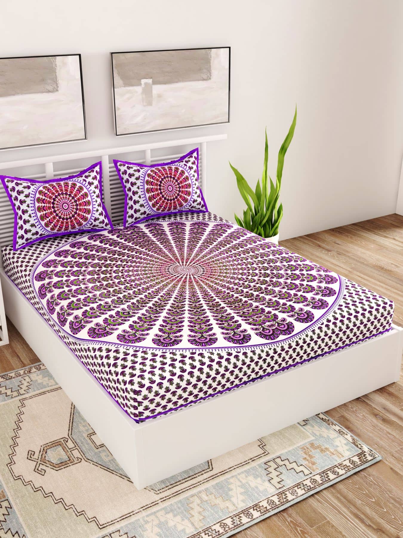 Uniqchoice Cotton Double Bedsheet ( Purple )