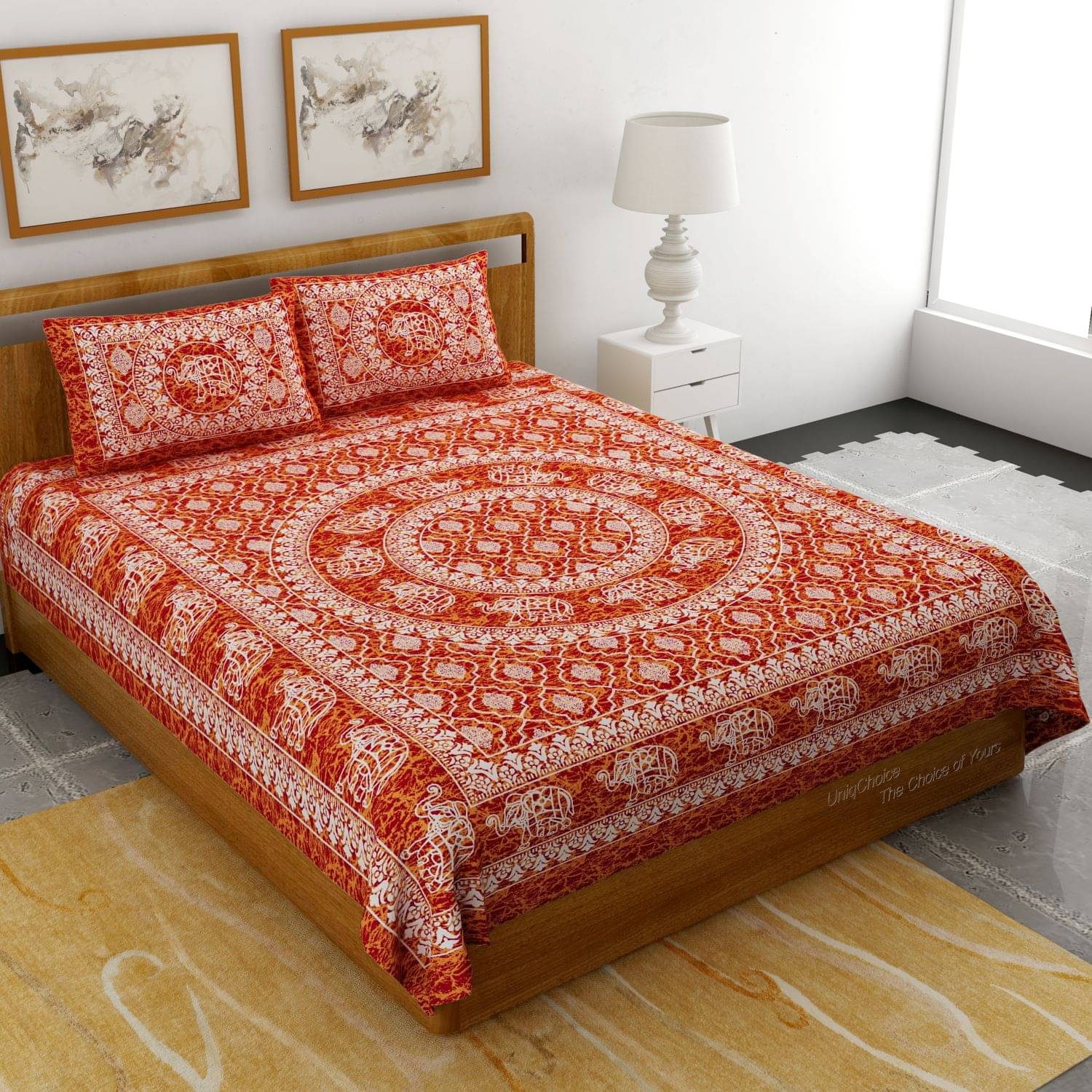 Uniqchoice Cotton Double Bedsheet ( Red ) Uniqchoice Cotton Double Bedsheet ( Red )