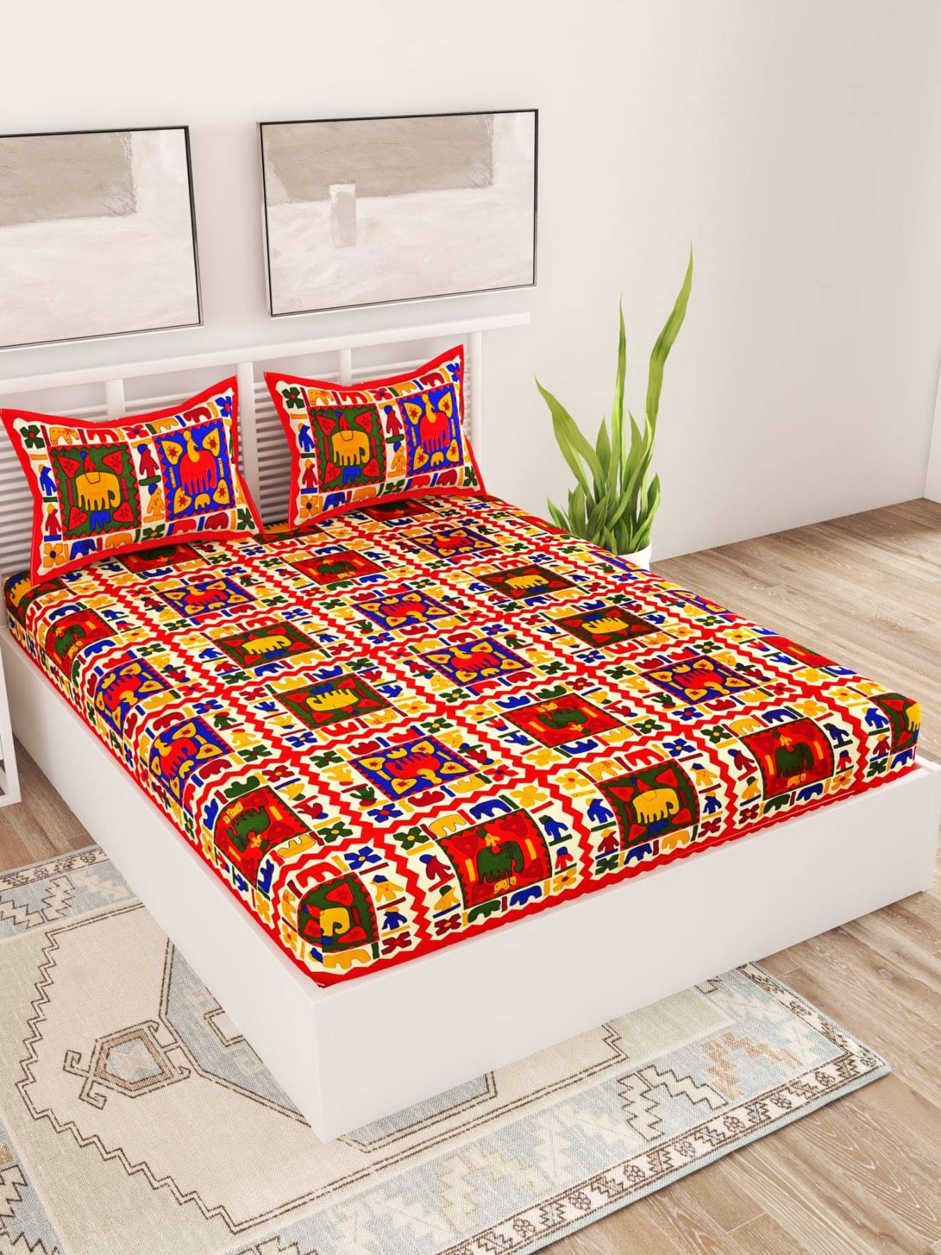     			Uniqchoice Cotton Double Bedsheet ( Red )