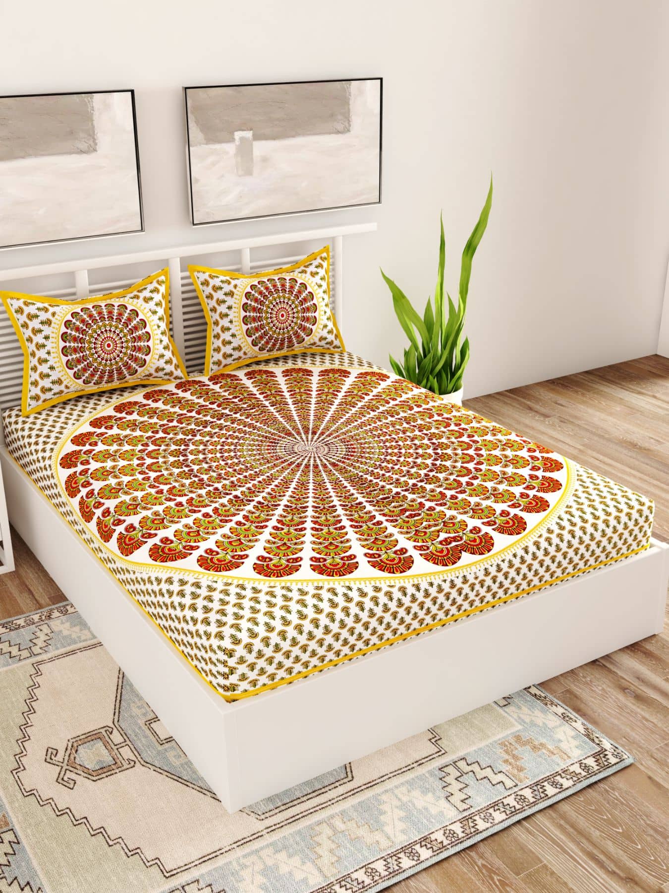 Uniqchoice Cotton Double Bedsheet ( Brown )