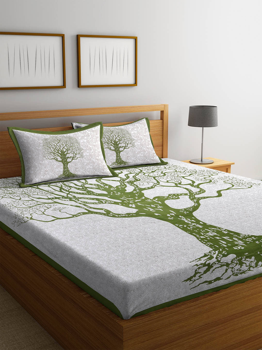 Uniqchoice Cotton Double Bedsheet ( Green )