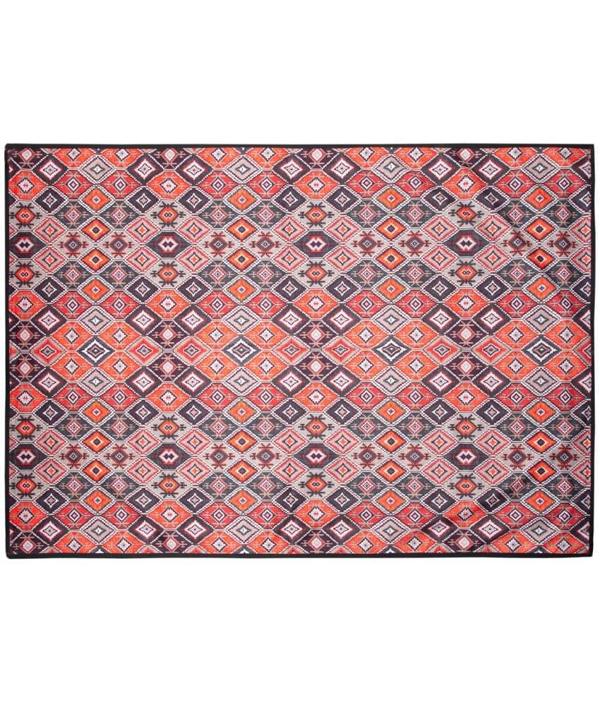     			Aazeem Maroon Velvet Carpet Abstract 5x8 Ft