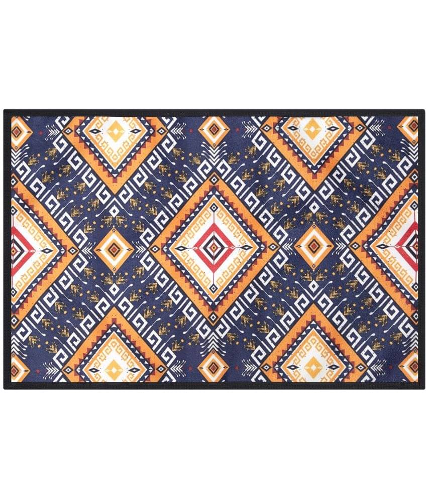    			Aazeem Navy Velvet Carpet Abstract 1x2 Ft