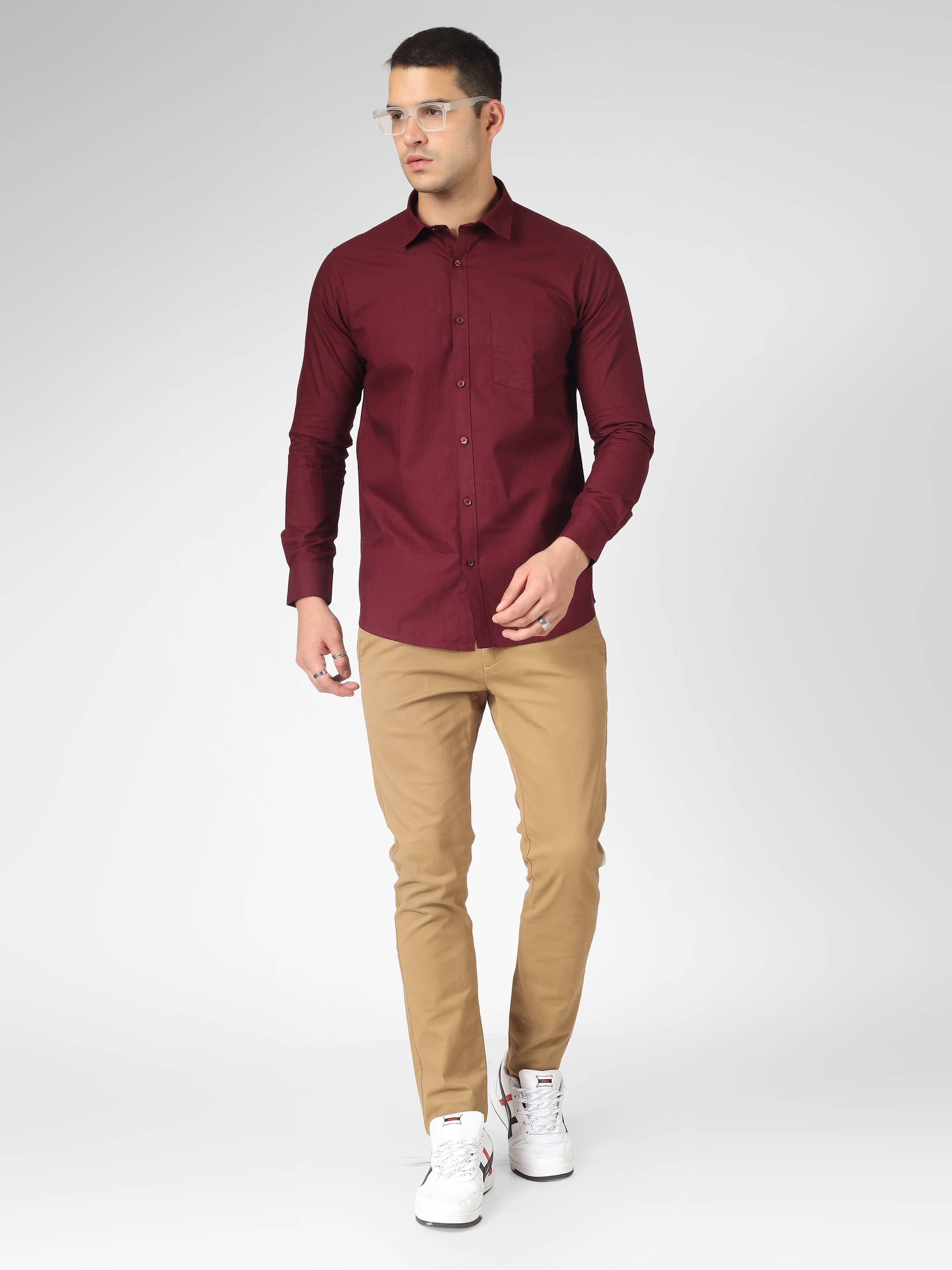 Indo Premium 100% Cotton Slim Fit Solids Full Sleeves Men's Casual Shirt - Maroon ( Pack of 1 ) Indo Premium 100% Cotton Slim Fit Solids Full Sleeves Men's Casual Shirt - Maroon ( Pack of 1 )