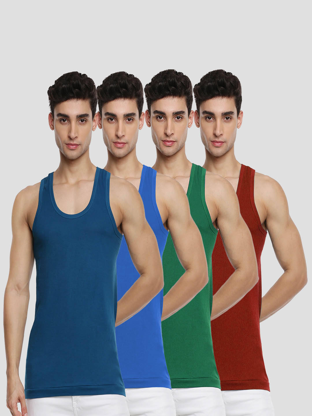 Ramraj cotton Pack of 4 Cotton Sleeveless vest For Men ( Multi ) Ramraj cotton Pack of 4 Cotton Sleeveless vest For Men ( Multi )