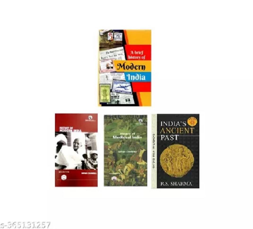     			[SET OF 4 BOOKS] Modern India | Brief History | Spectrum | Rajiv Ahir | 2023/edition + (Set of 3 Books)Ancient History Rs Sharma, Medieval History Satish Chandra and Modern History Bipin Chandra