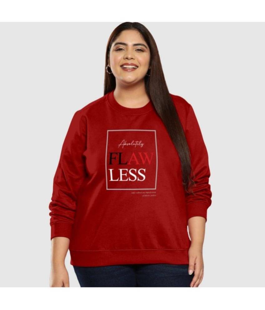 TAB91 Women Fleece Round Neck Sweatshirt ( Red ) TAB91 Women Fleece Round Neck Sweatshirt ( Red )
