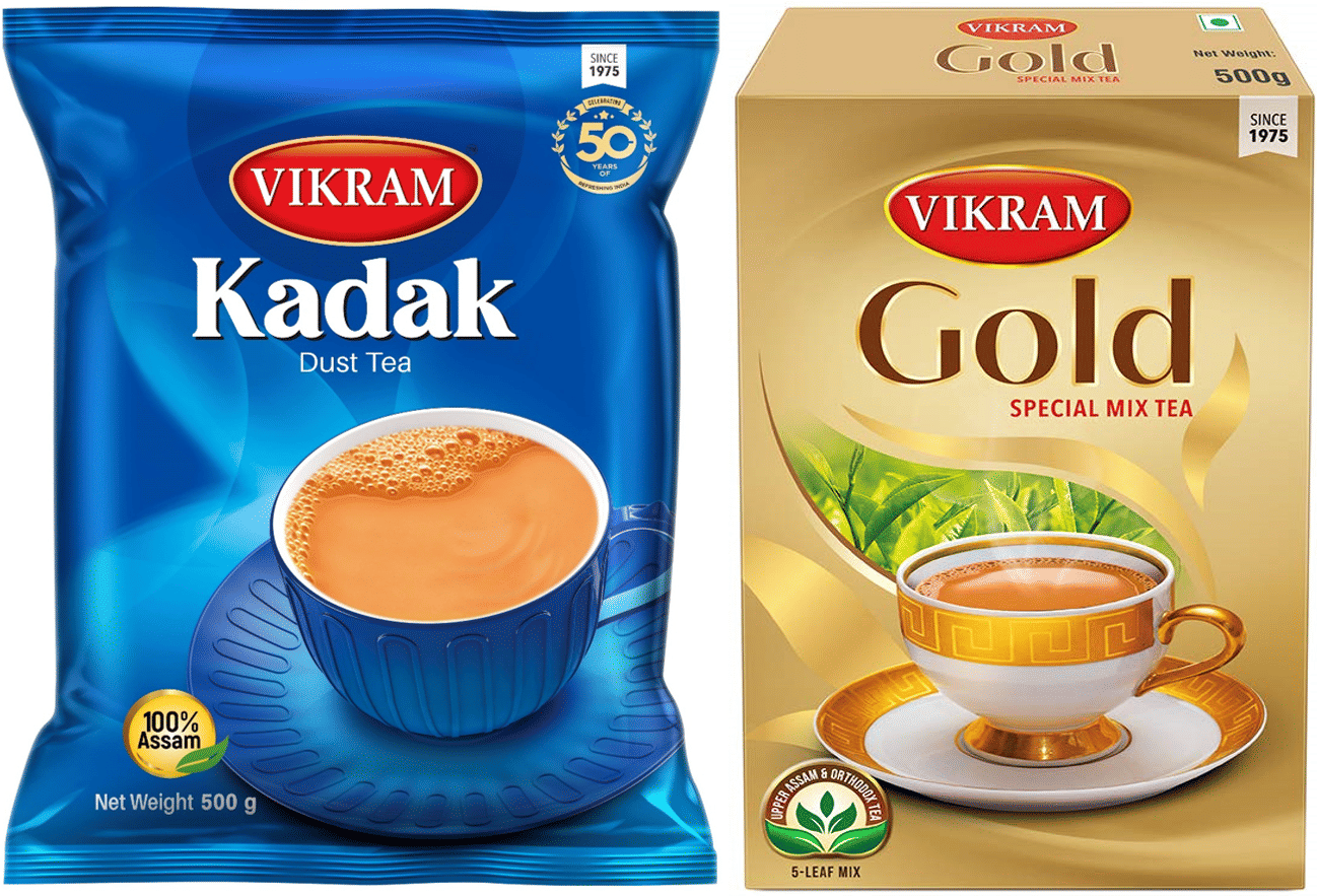 Vikram Tea Combo(Pack Of 2) ,Gold Special Mix Tea(Box) , 500G , Kadak Dust Tea , 500G     			Vikram Tea Combo(Pack Of 2) ,Gold Special Mix Tea(Box) , 500G , Kadak Dust Tea , 500G