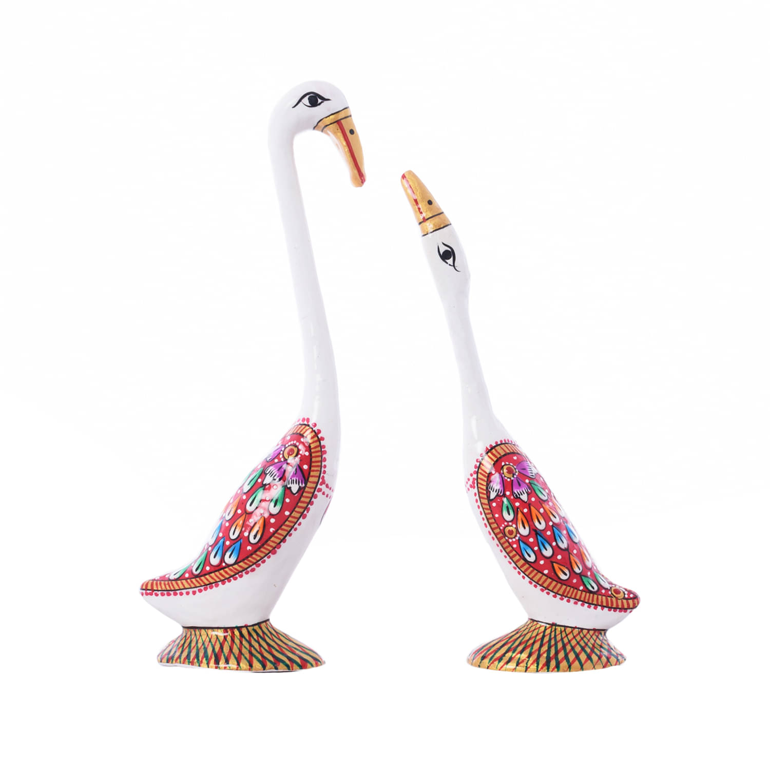 eCraftIndia Set of 2 White Meenakari & Metal Swans Showpieces     			eCraftIndia Set of 2 White Meenakari & Metal Swans Showpieces