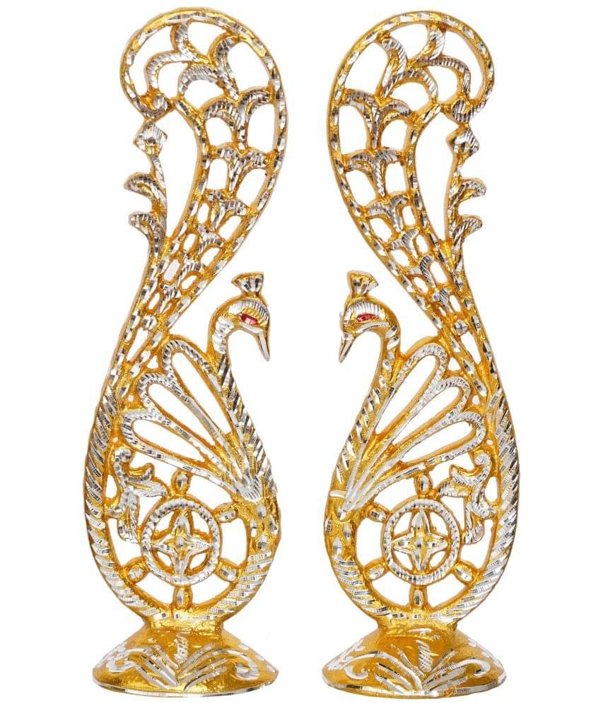 eCraftIndia Golden and Silver Metal Handcrafted Peacock Couple Statues Decorative Birds Figurines Showpieces eCraftIndia Golden and Silver Metal Handcrafted Peacock Couple Statues Decorative Birds Figurines Showpieces