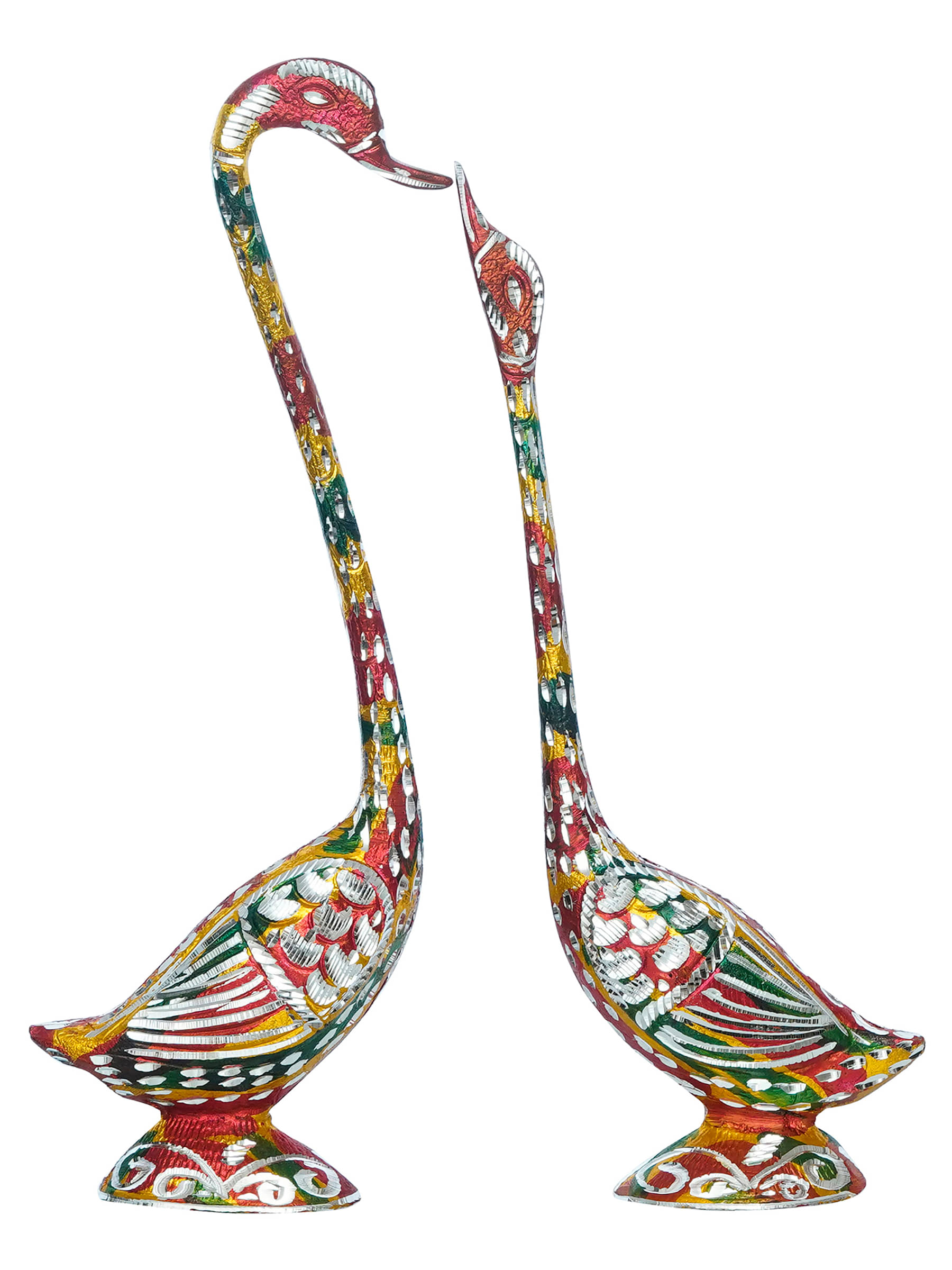     			eCraftIndia Set of 2 Multicolored Kissing Swan Couple Handcrafted Figurine Showpieces