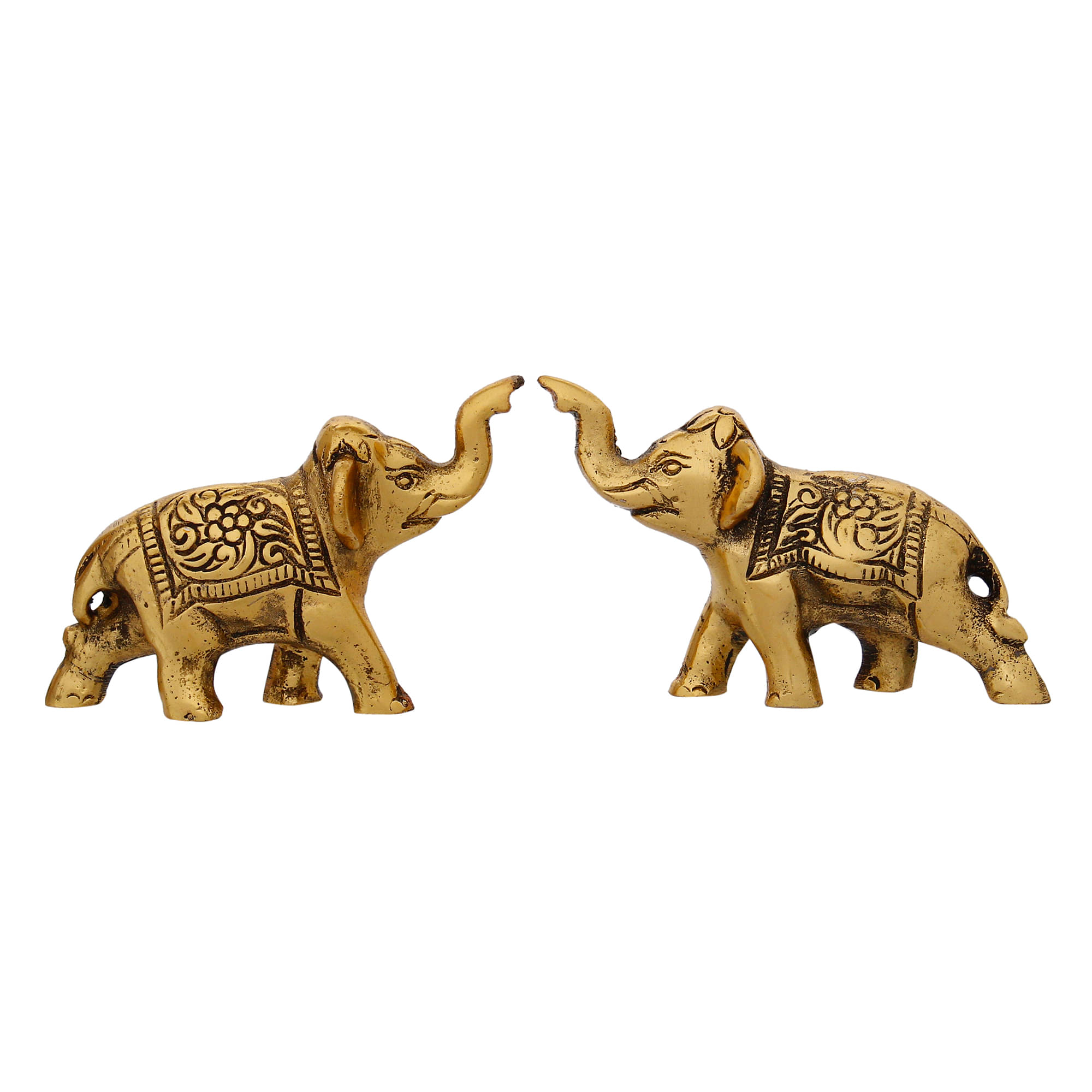 eCraftIndia Set of 2 Gold-Toned Handcrafted Elephants Figurine Decorative Showpieces eCraftIndia Set of 2 Gold-Toned Handcrafted Elephants Figurine Decorative Showpieces