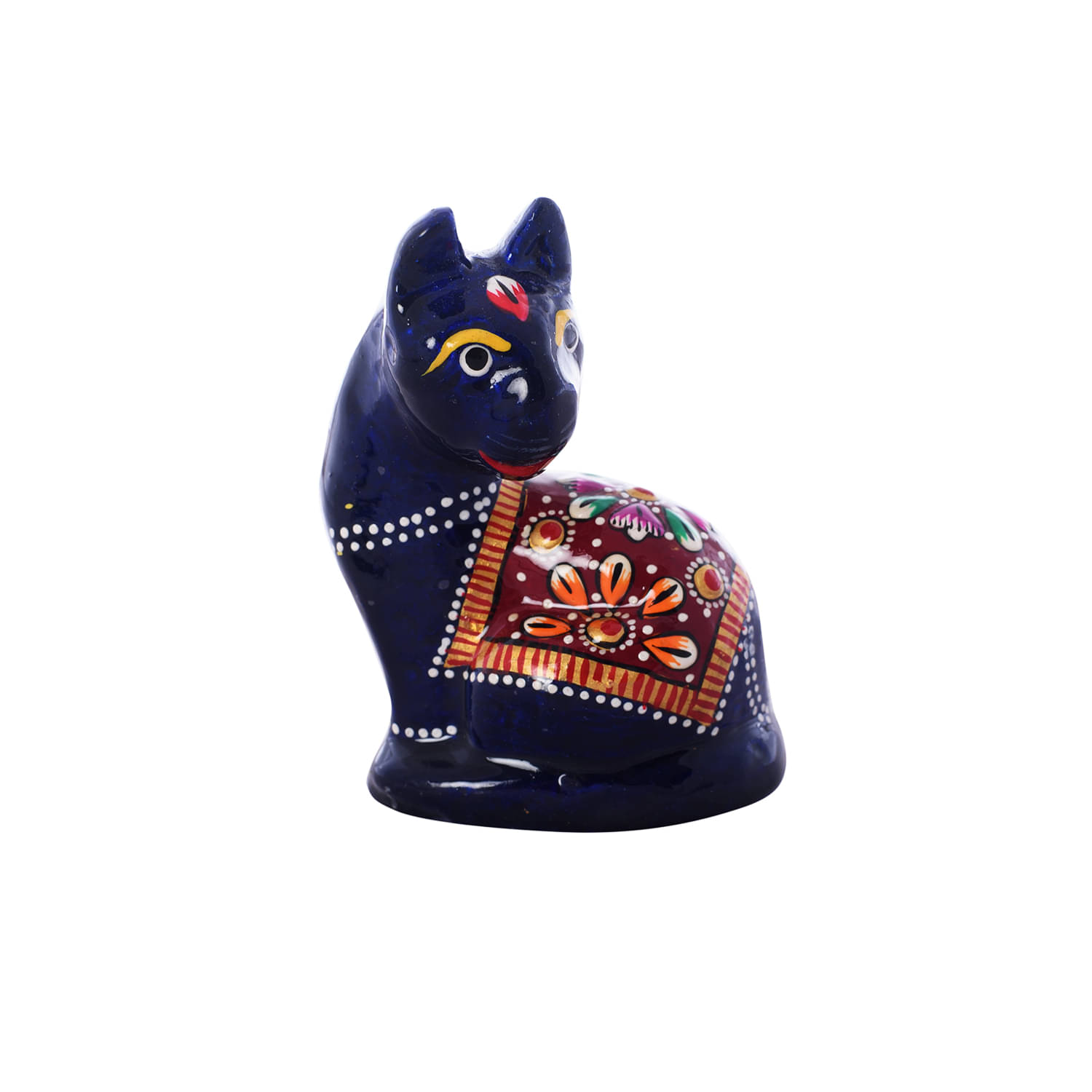 eCraftIndia Blue Meenakari & Metal Cat-Shaped Showpiece     			eCraftIndia Blue Meenakari & Metal Cat-Shaped Showpiece