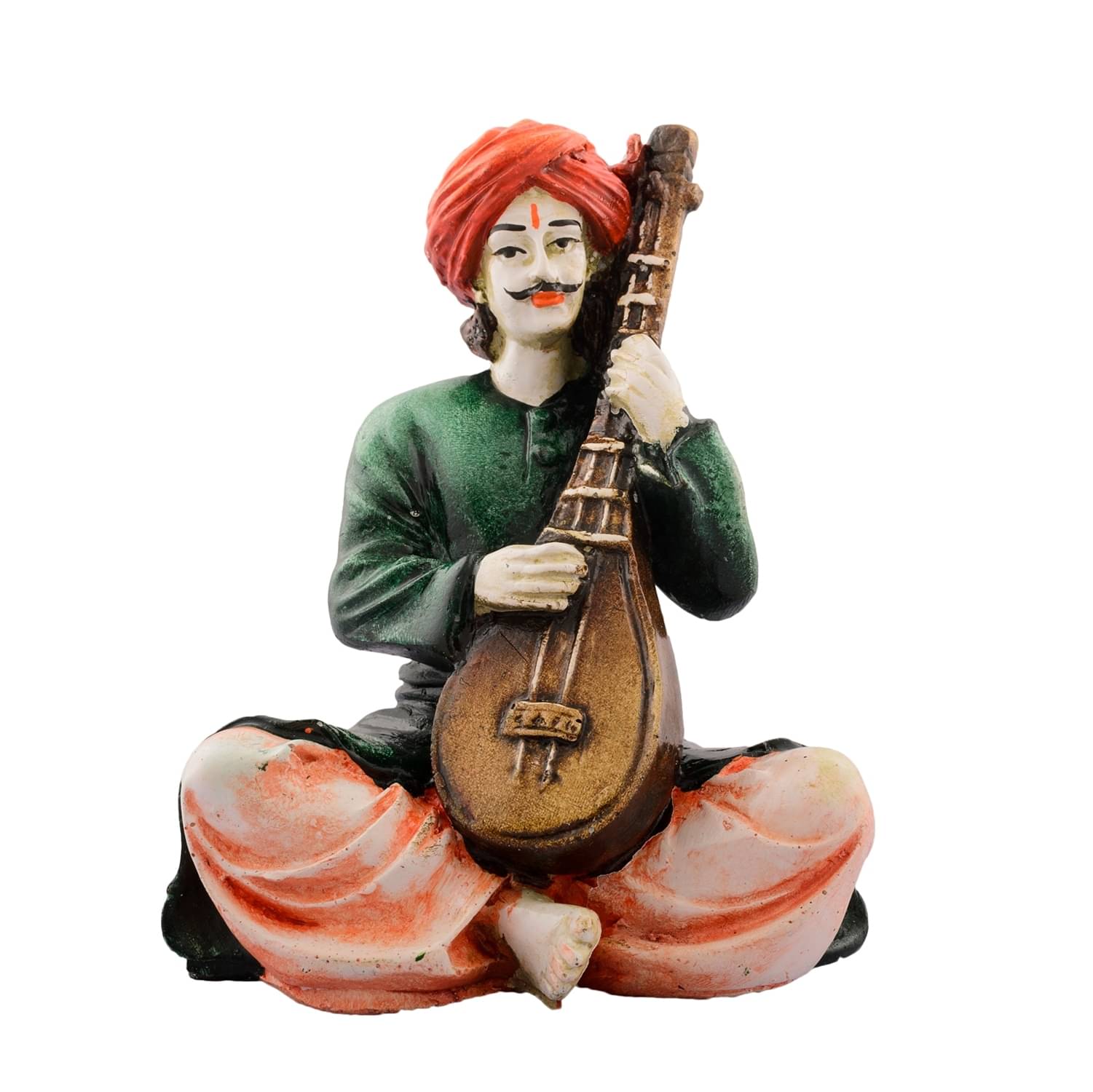     			eCraftIndia Green & Pink Polyresin Rajasthani playing Sitar musical instrument