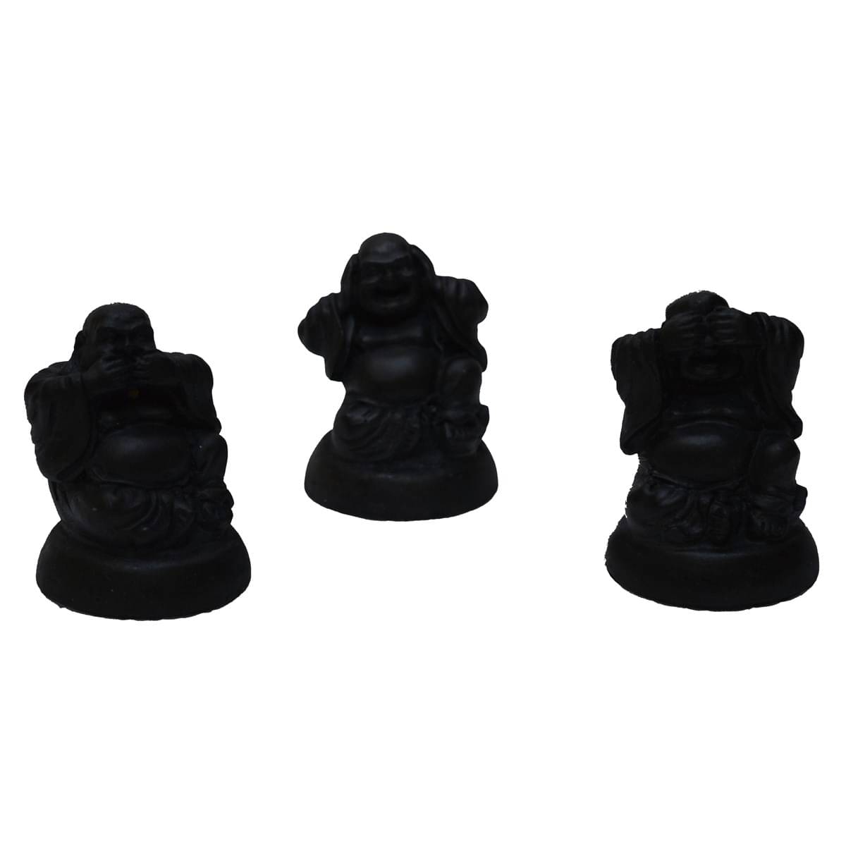 eCraftIndia Polyresin Set of 3 Laughing Buddha - Grey     			eCraftIndia Polyresin Set of 3 Laughing Buddha - Grey