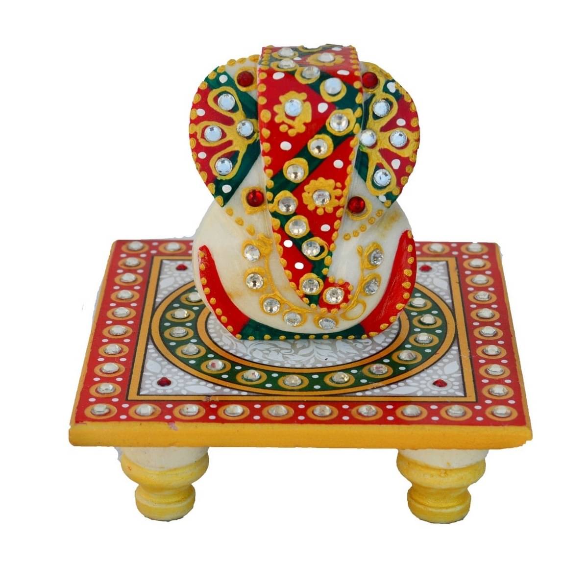 eCraftIndia Red & Green Marble Lord Ganesh Idol Showpiece with Chowki eCraftIndia Red & Green Marble Lord Ganesh Idol Showpiece with Chowki