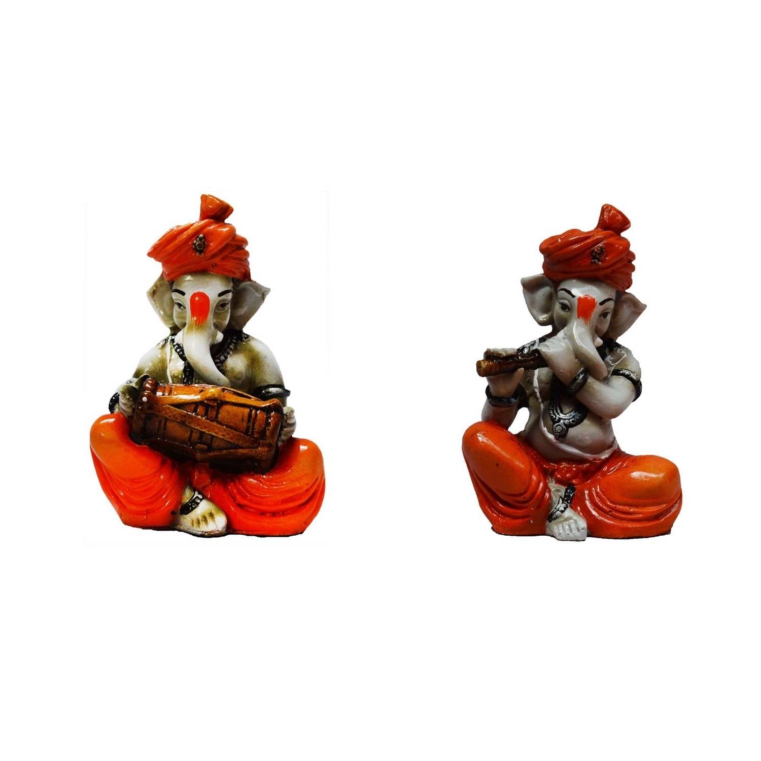     			eCraftIndia Set of 2 Orange Handcrafted Polyresin Lord Ganesha-Shaped Showpieces