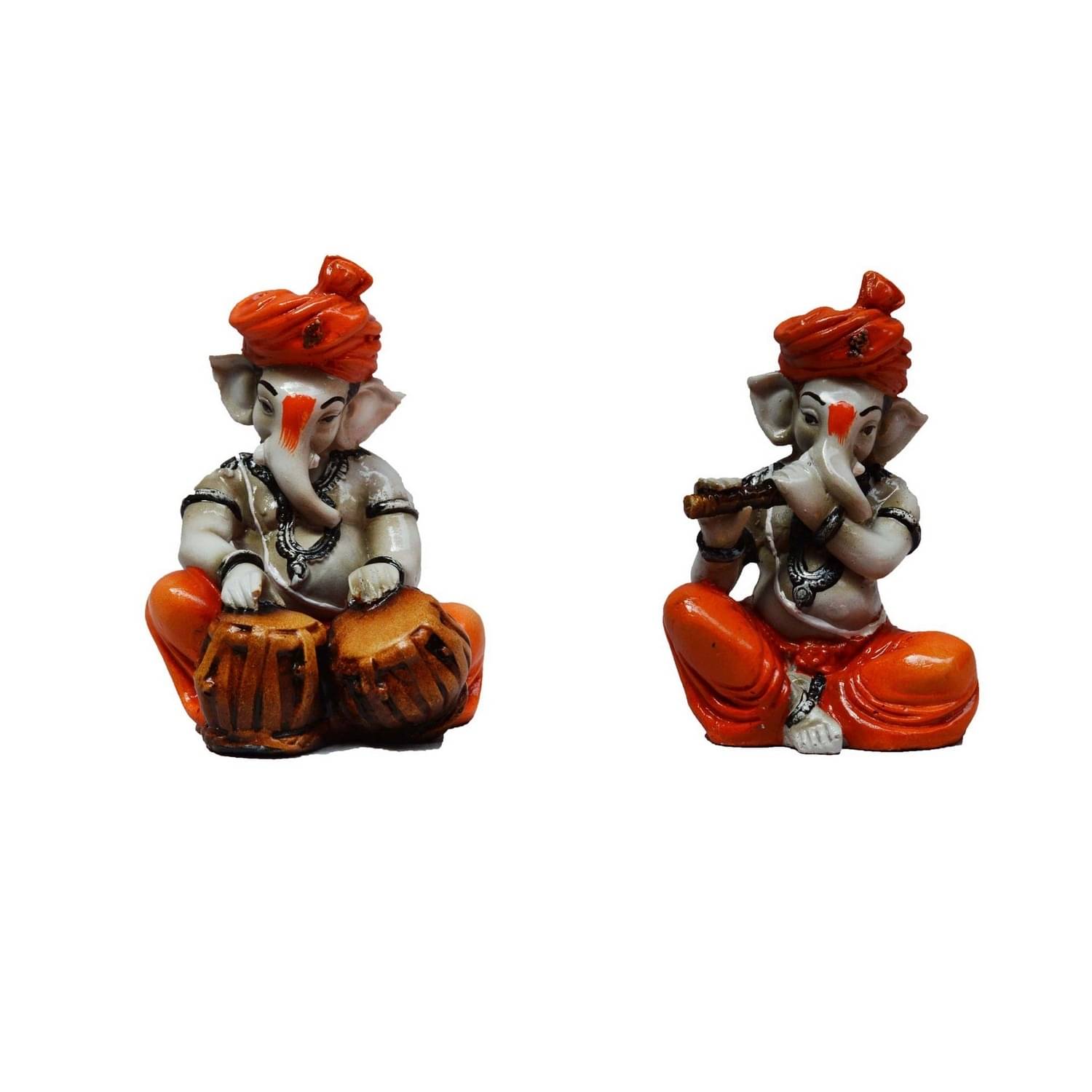 eCraftIndia Set of 2 Orange Handcrafted Polyresin Lord Ganesha-Shaped Showpieces eCraftIndia Set of 2 Orange Handcrafted Polyresin Lord Ganesha-Shaped Showpieces
