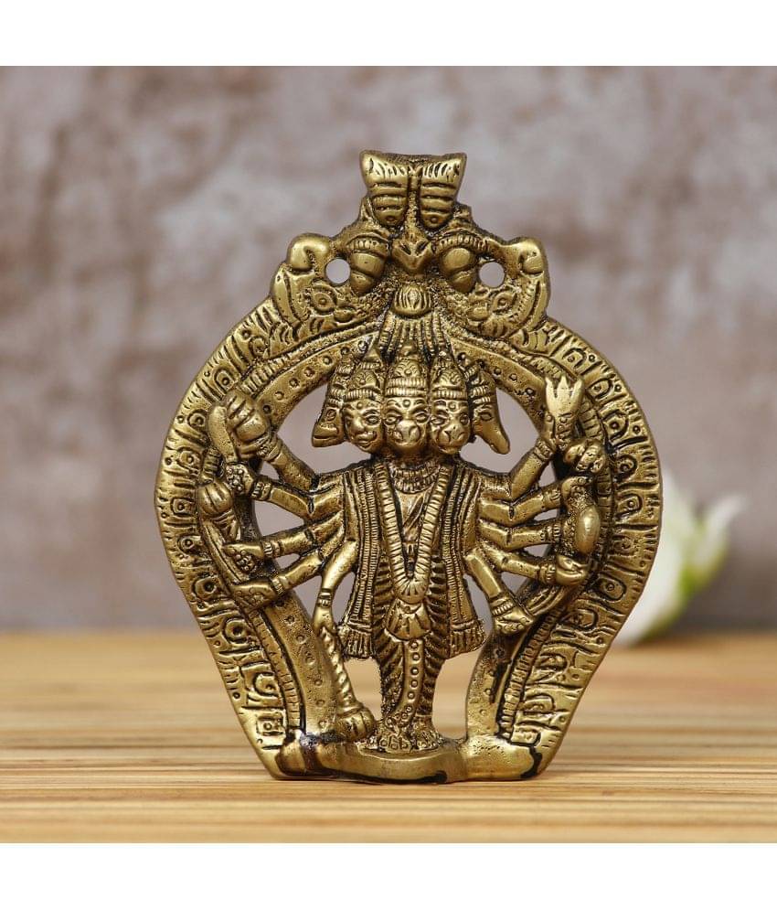     			eCraftIndia Gold-Toned Handcrafted Panchmukhi Lord Hanuman Showpiece