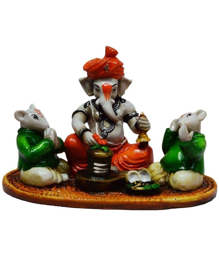     			eCraftIndia White & Green Lord Ganesha Performing Shiva Pooja Idol Showpiece