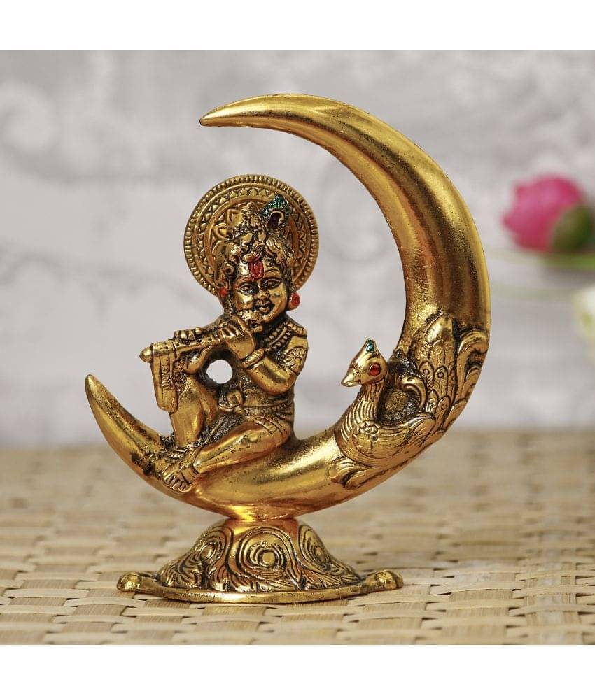 eCraftIndia Gold-Toned Textured Metal Handcrafted Lord Krishna Idol Showpiece     			eCraftIndia Gold-Toned Textured Metal Handcrafted Lord Krishna Idol Showpiece