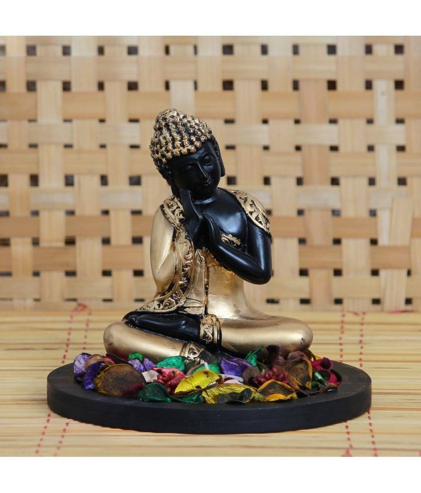 eCraftIndia Black & Gold-Toned Resting Lord Buddha Idol with Tea Light Holder     			eCraftIndia Black & Gold-Toned Resting Lord Buddha Idol with Tea Light Holder
