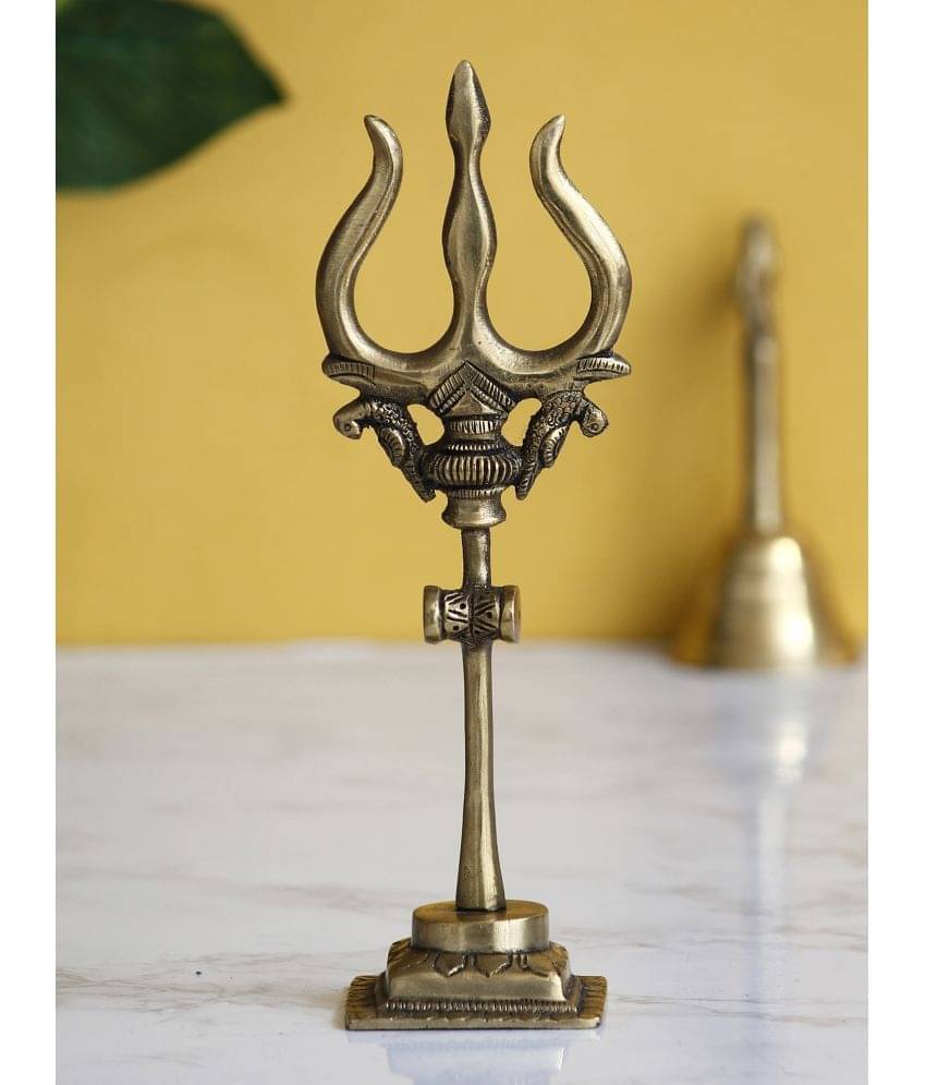 eCraftIndia Gold-Toned Handcrafted Trishul With Damru Figurine Showpiece eCraftIndia Gold-Toned Handcrafted Trishul With Damru Figurine Showpiece