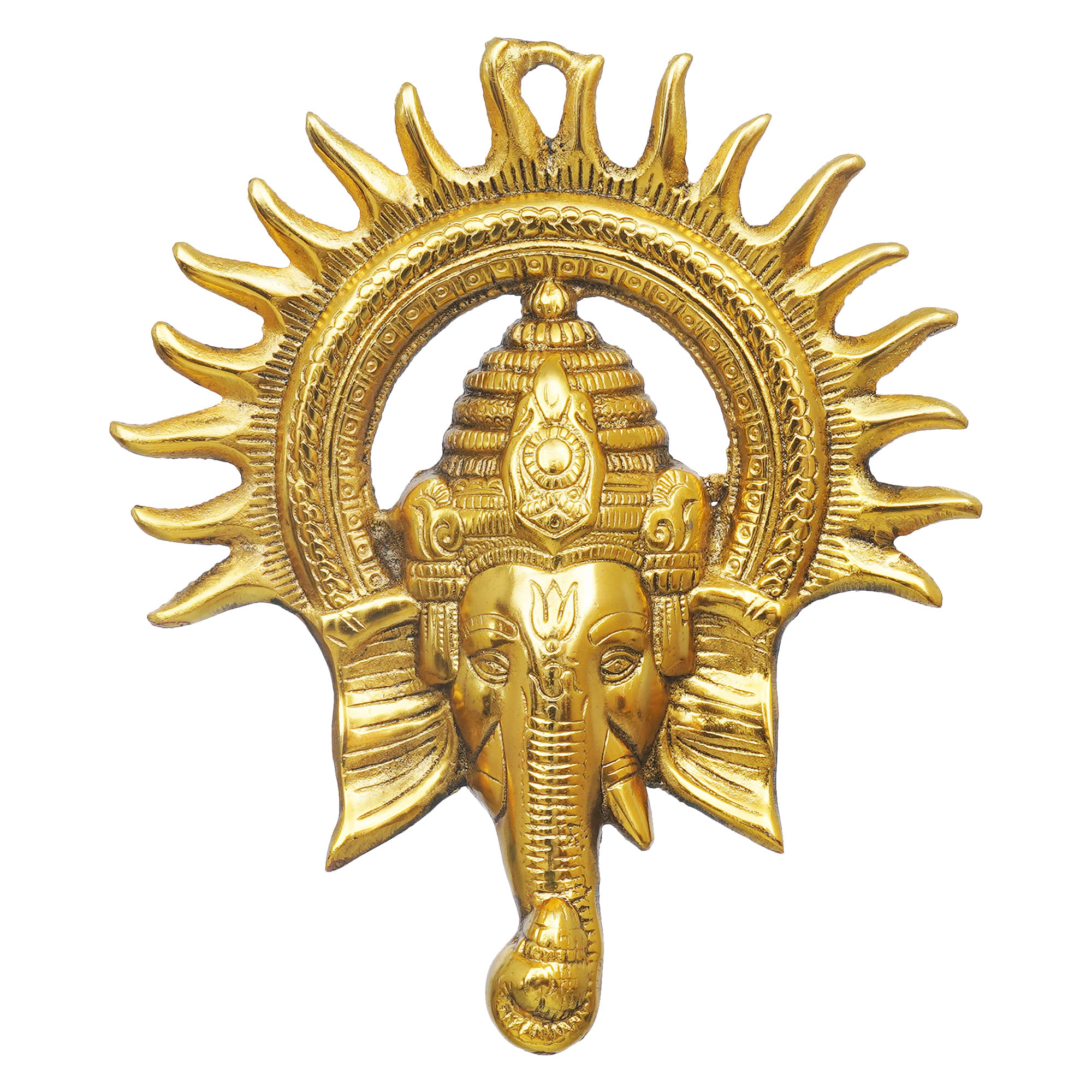 eCraftIndia Gold-Toned Lord Ganesha With Sun Wall Hanging     			eCraftIndia Gold-Toned Lord Ganesha With Sun Wall Hanging