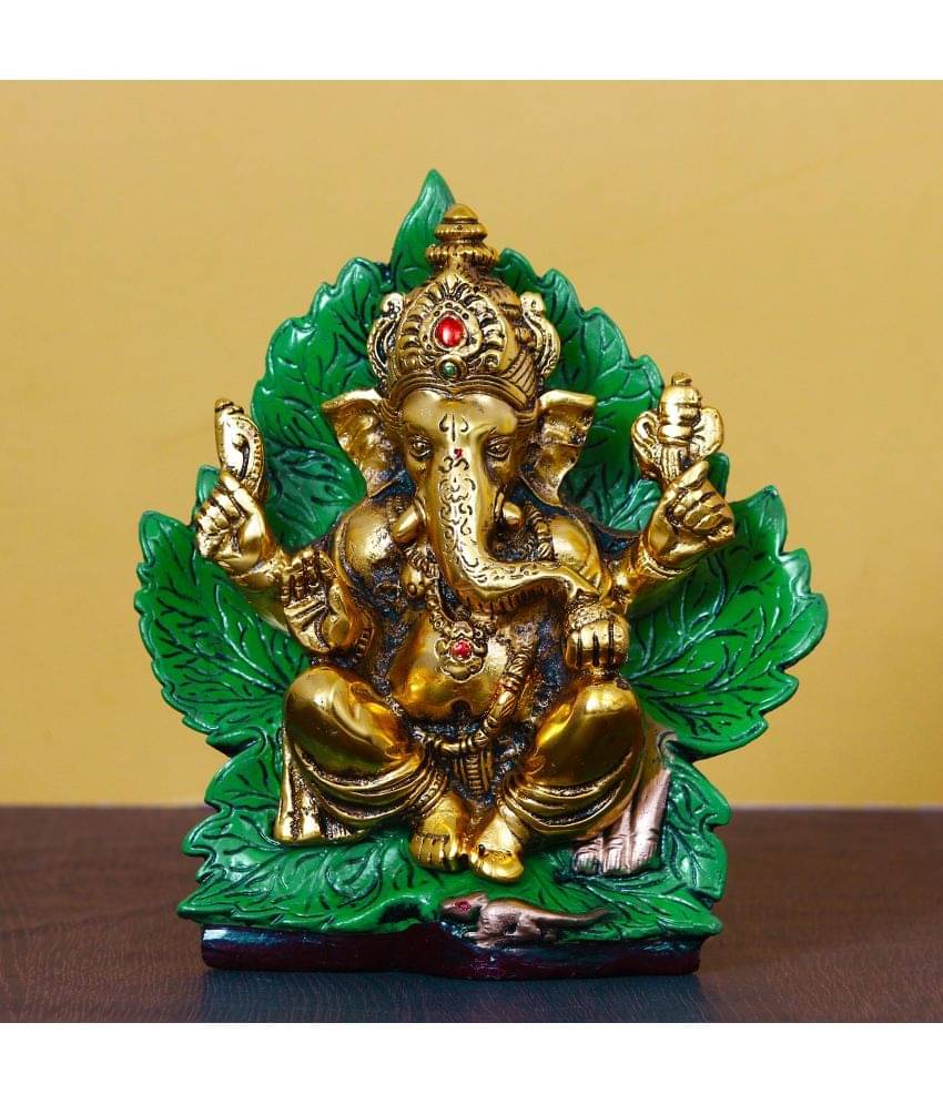 eCraftIndia Green & Gold-Toned Lord Ganesha Handcrafted Showpiece eCraftIndia Green & Gold-Toned Lord Ganesha Handcrafted Showpiece
