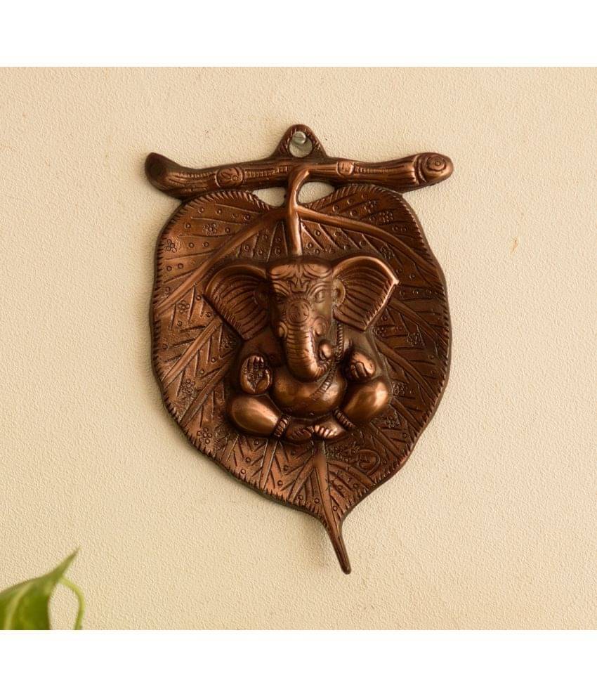eCraftIndia Bronze Toned Lord Ganesha on Leaf Wall Hanging eCraftIndia Bronze Toned Lord Ganesha on Leaf Wall Hanging