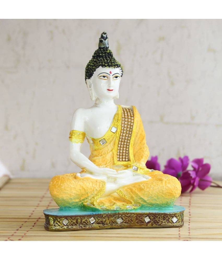 eCraftIndia White & Yellow Meditating Lord Buddha Showpiece eCraftIndia White & Yellow Meditating Lord Buddha Showpiece