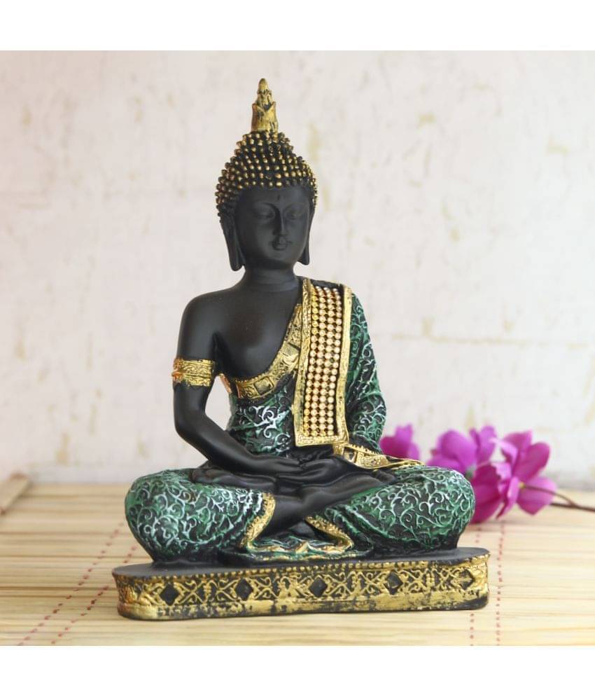     			eCraftIndia Green & Black Meditating Buddha Showpiece
