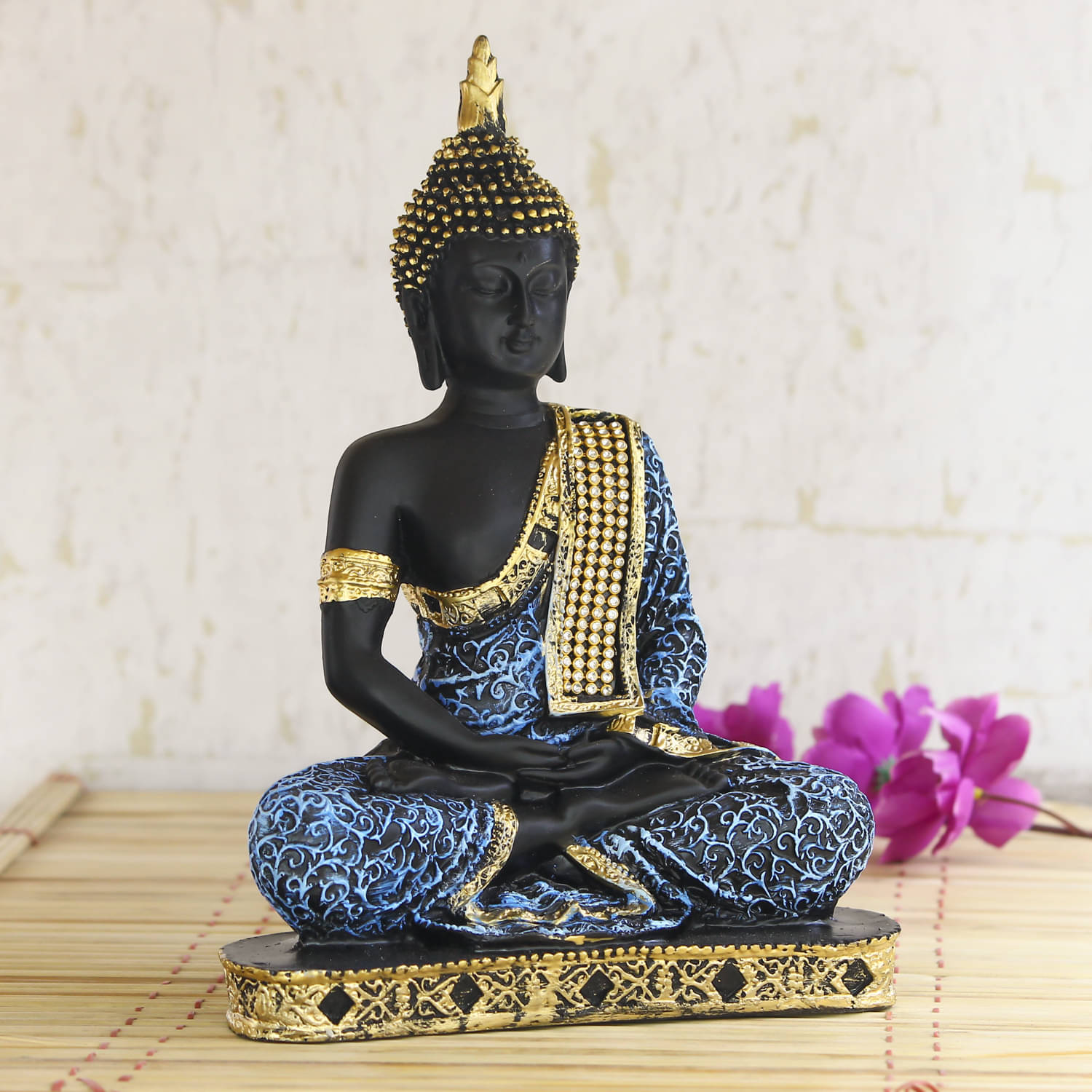eCraftIndia Black & Blue Meditating Buddha Decorative Showpiece eCraftIndia Black & Blue Meditating Buddha Decorative Showpiece
