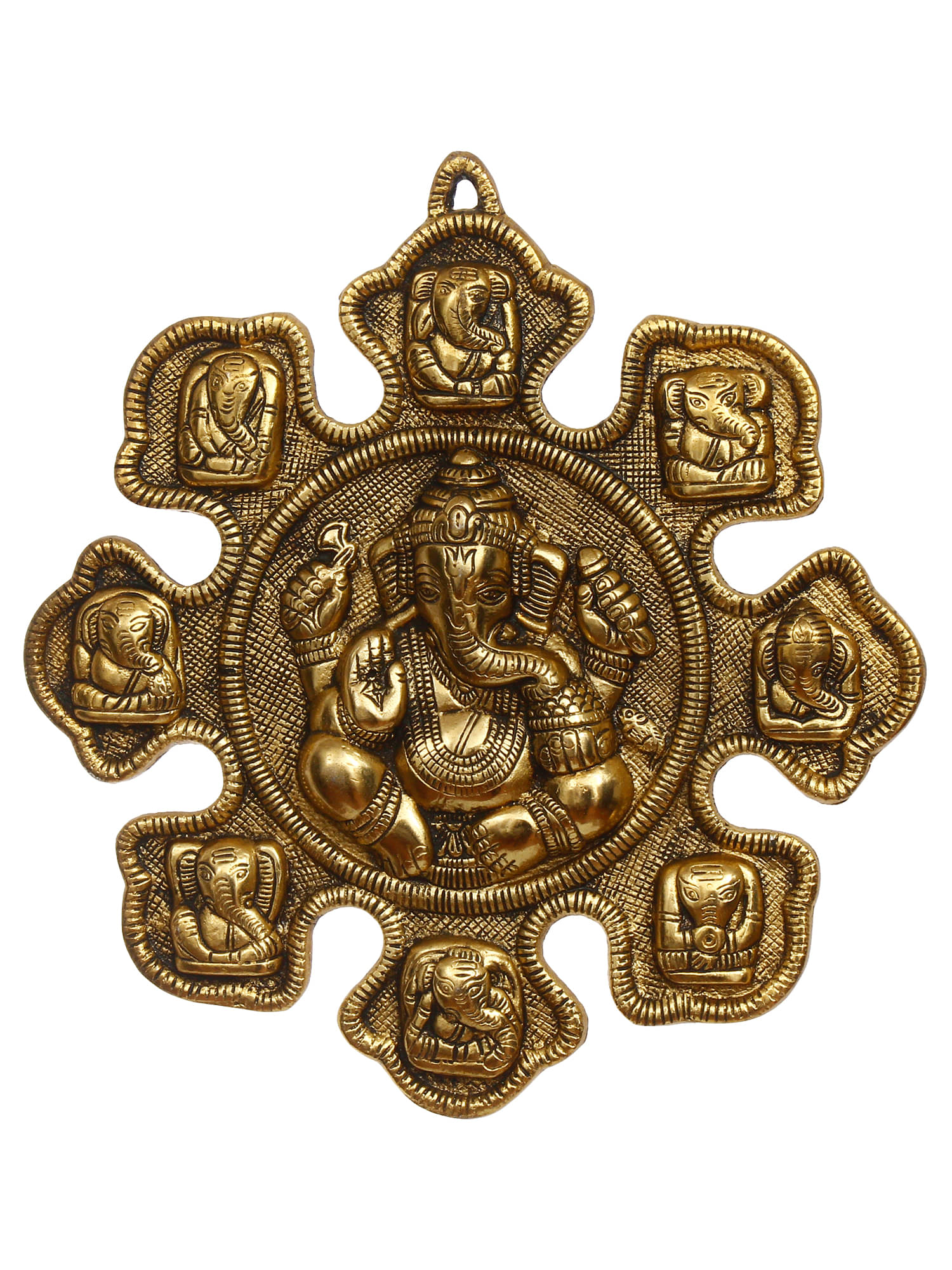 eCraftIndia Gold-Toned 9 Variants Of Lord Ganesha Wall Hanging Showpiece     			eCraftIndia Gold-Toned 9 Variants Of Lord Ganesha Wall Hanging Showpiece