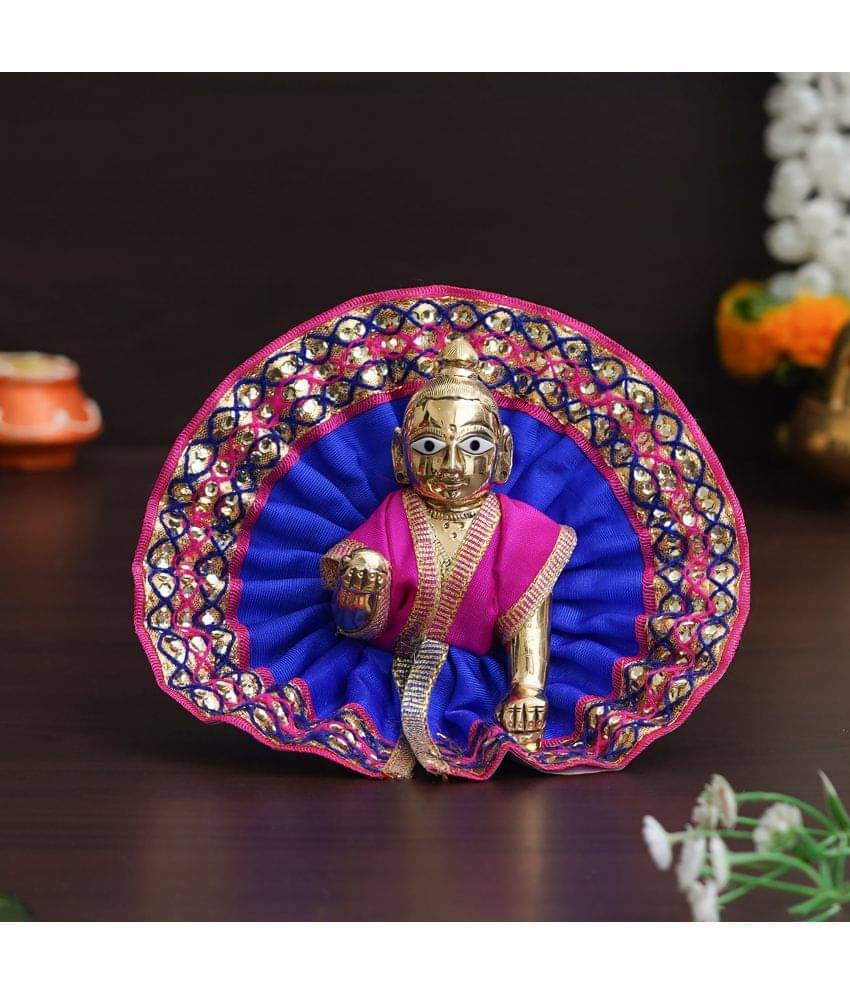 eCraftIndia Blue & Purple Decorative Baal Gopal Cotton Vastra/dress (Size 2) eCraftIndia Blue & Purple Decorative Baal Gopal Cotton Vastra/dress (Size 2)