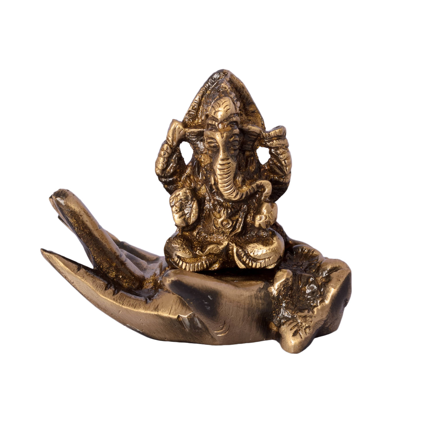     			eCraftIndia Copper-Toned Handcrafted Brass Antique Finish Lord Ganesha On Palm
