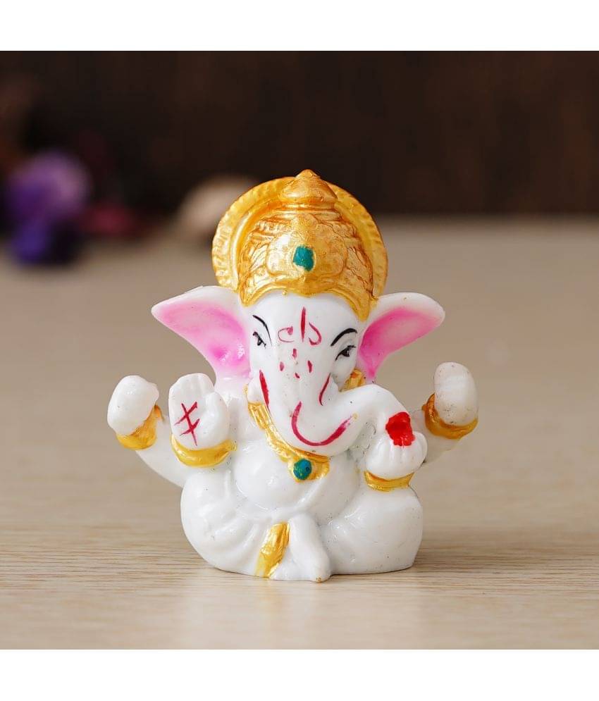 eCraftIndia White & Gold-Toned Handcrafted Lord Ganesha Idol eCraftIndia White & Gold-Toned Handcrafted Lord Ganesha Idol