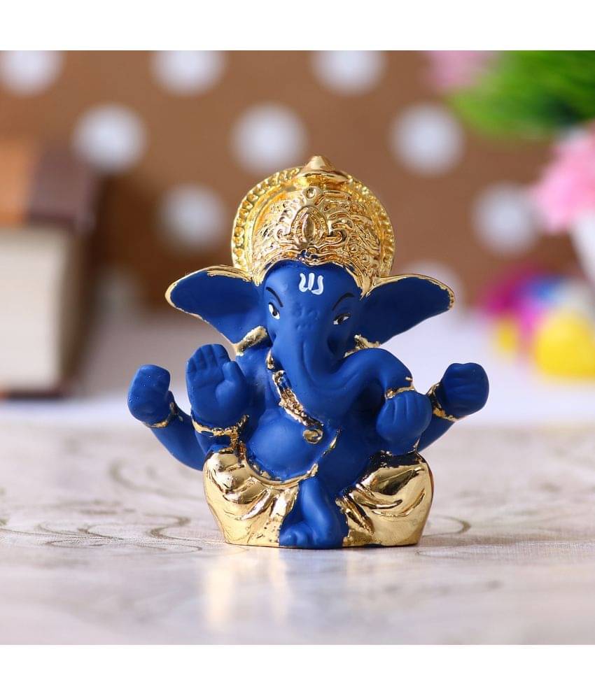 eCraftIndia Blue & Gold-Toned Handcrafted Lord Ganesha Idol eCraftIndia Blue & Gold-Toned Handcrafted Lord Ganesha Idol