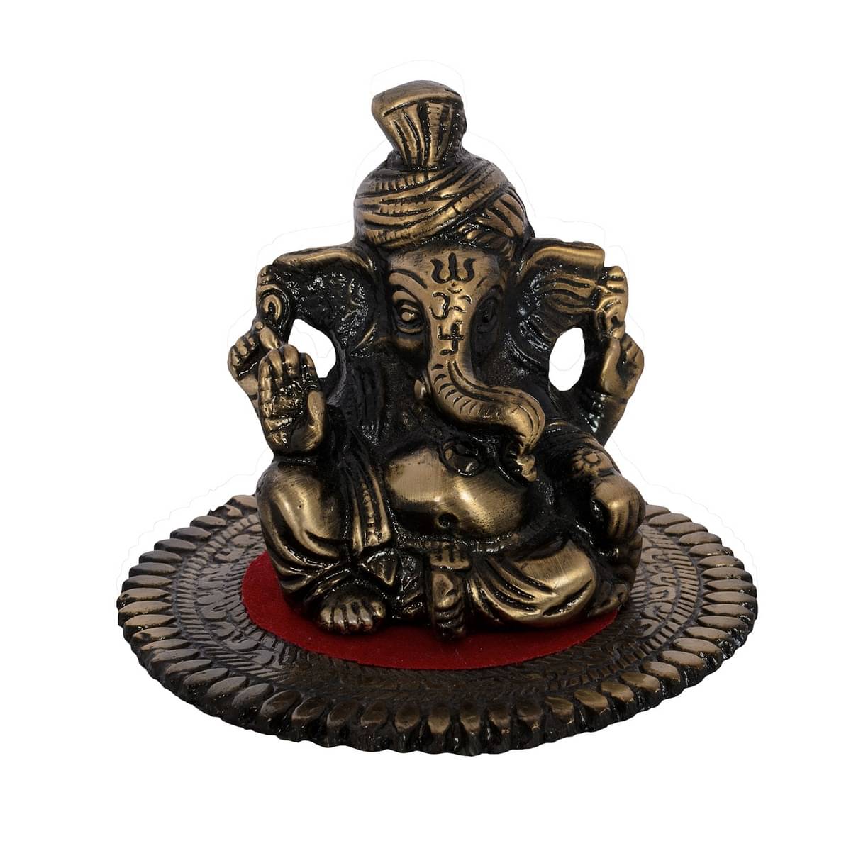 eCraftIndia Copper-Toned Metal Pagdi Lord Ganesha on Round Base     			eCraftIndia Copper-Toned Metal Pagdi Lord Ganesha on Round Base