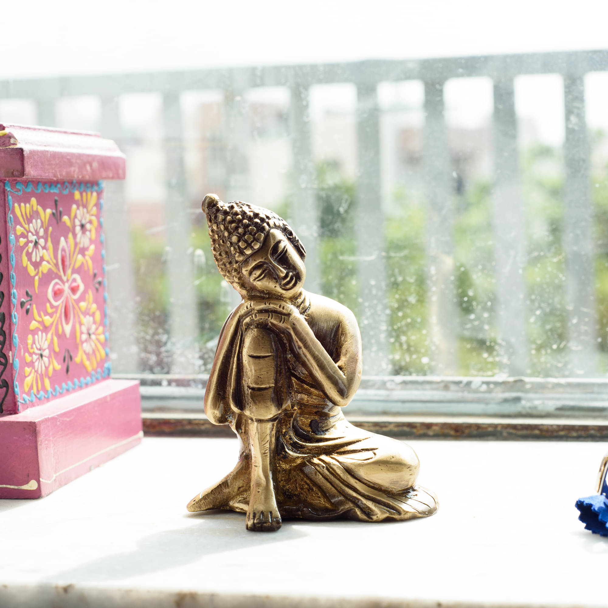     			eCraftIndia Brown Buddha Resting Showpiece
