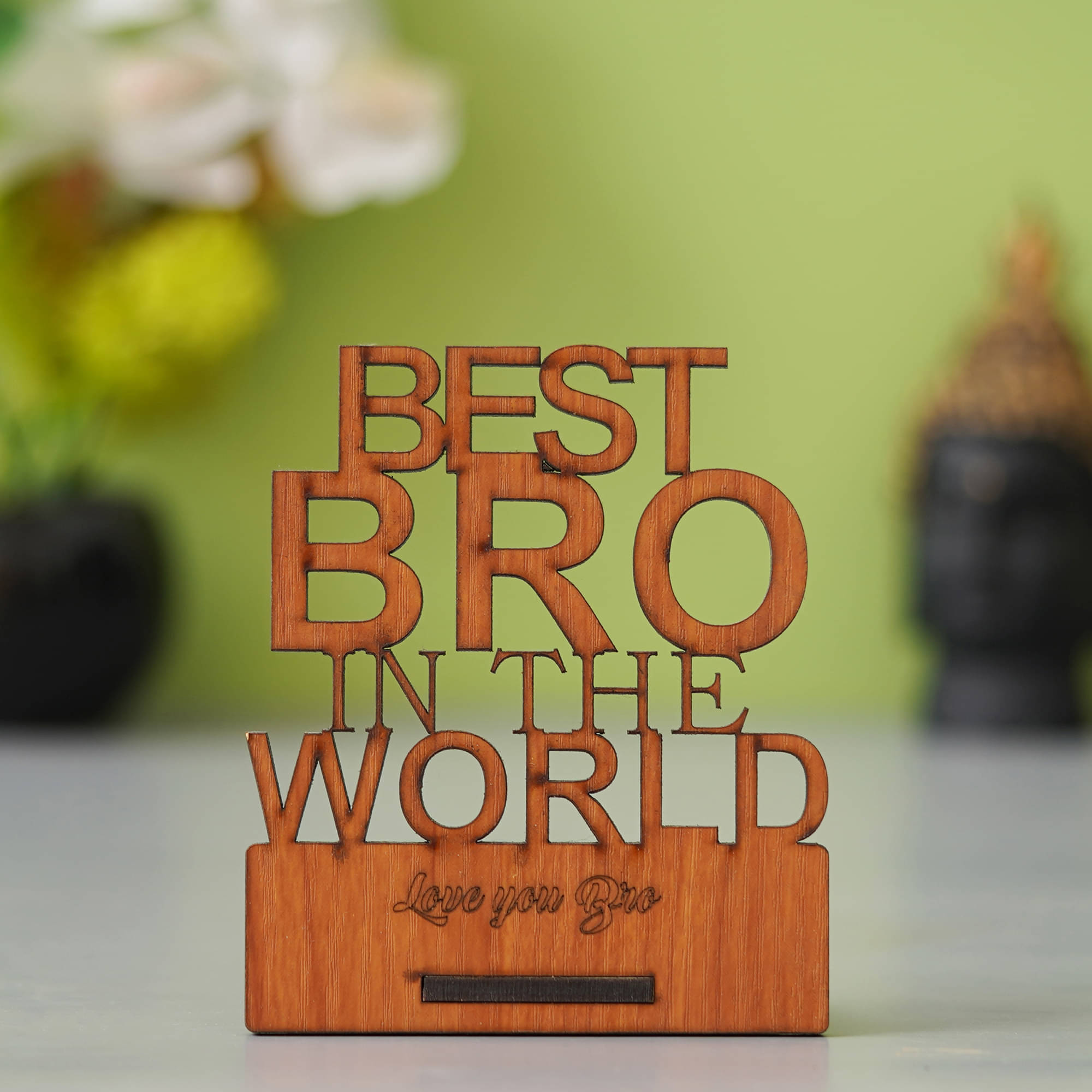 eCraftIndia Brown Wooden Best Brother In The World Showpiece eCraftIndia Brown Wooden Best Brother In The World Showpiece