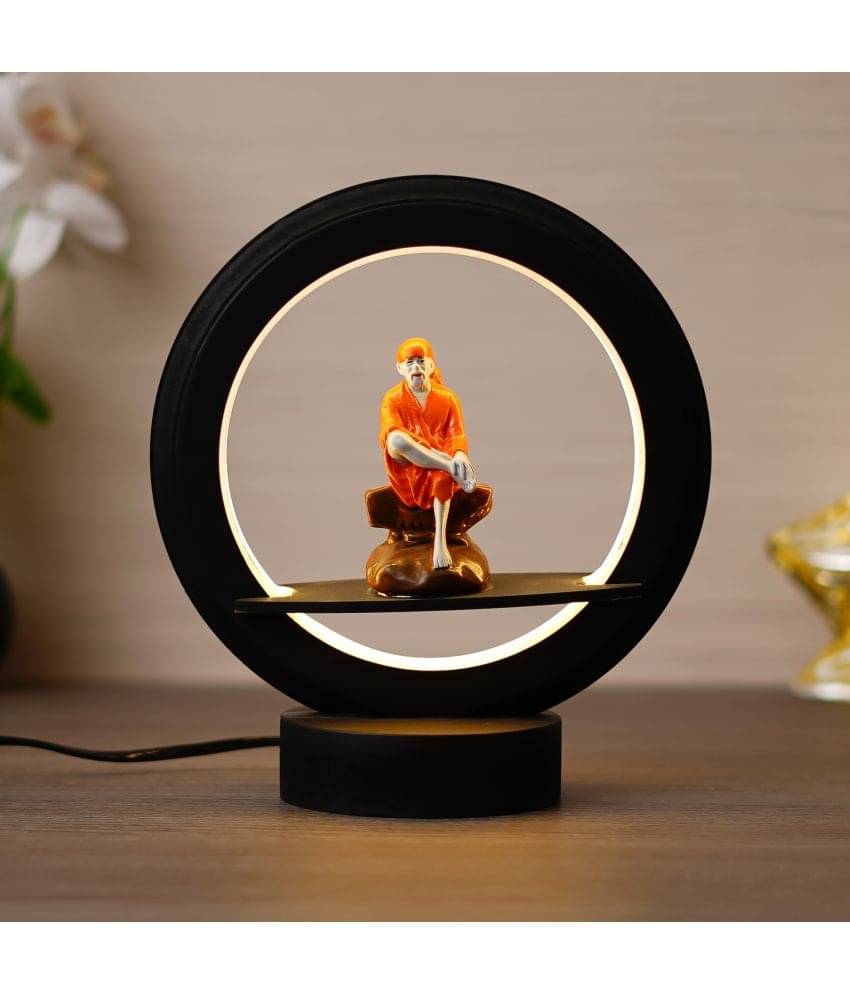 eCraftIndia Black & Orange Sai Baba Circular Night Lamp eCraftIndia Black & Orange Sai Baba Circular Night Lamp