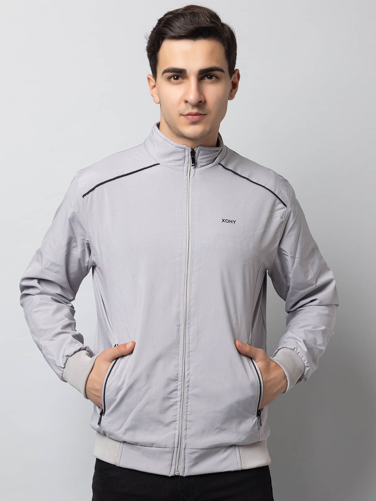 xohy Nylon Men's Windcheater Jacket - Grey ( Pack of 1 ) xohy Nylon Men's Windcheater Jacket - Grey ( Pack of 1 )