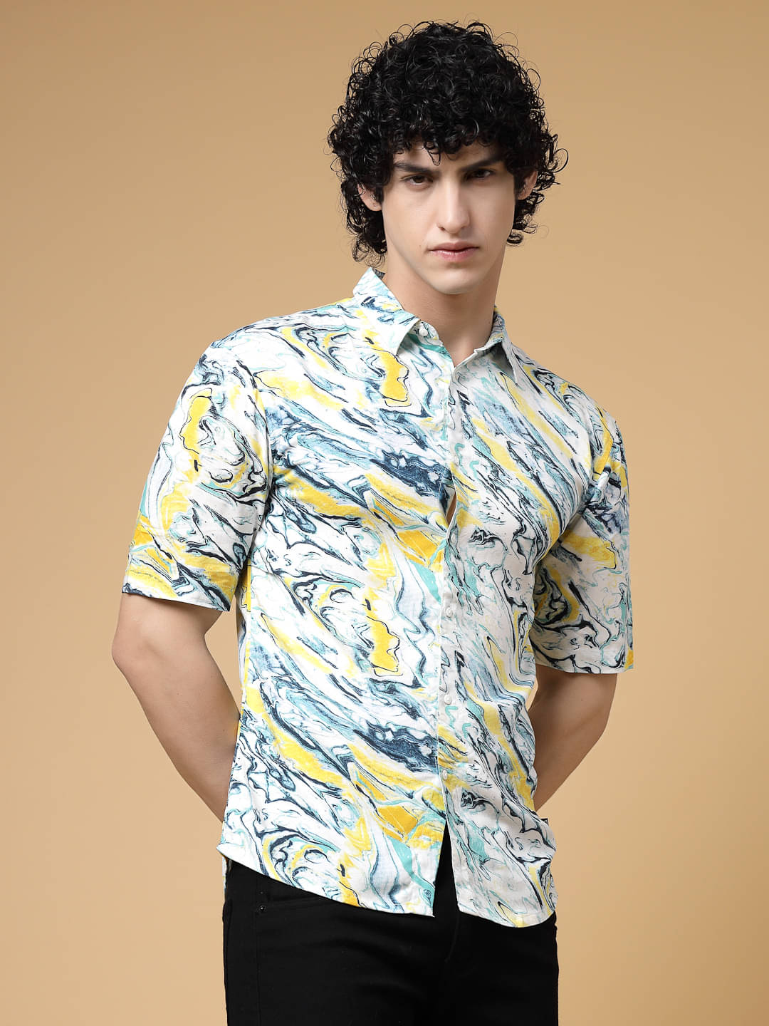Rigo Rayon Slim Fit Printed Half Sleeves Men's Casual Shirt - Yellow ( Pack of 1 ) Rigo Rayon Slim Fit Printed Half Sleeves Men's Casual Shirt - Yellow ( Pack of 1 )