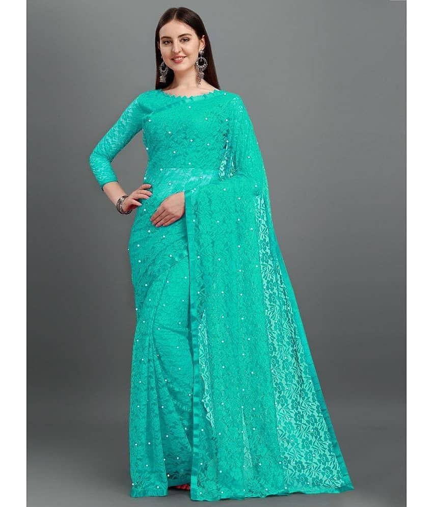 VANRAJ CREATION Brasso Self Design Saree With Unstitched Blouse Piece ( Blue ) - Sarees | Buy online on ZillyBuy