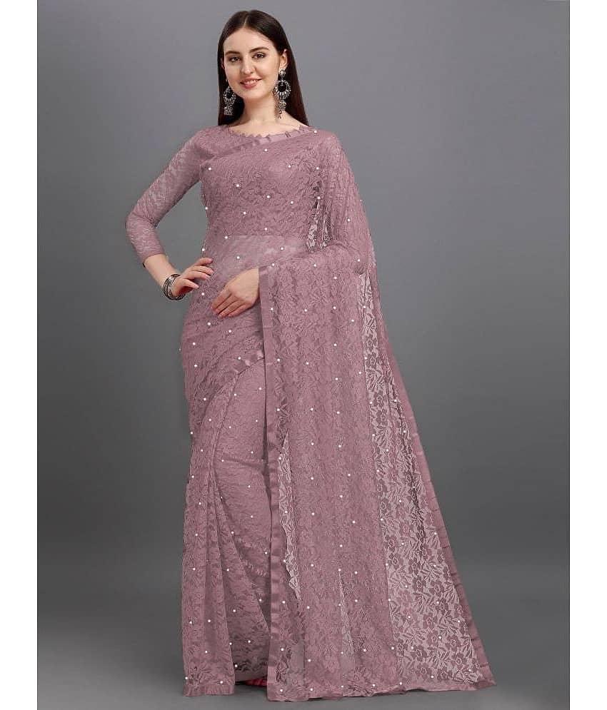 VANRAJ CREATION Brasso Self Design Saree With Unstitched Blouse Piece ( Rose Gold ) - Sarees | Buy online on ZillyBuy