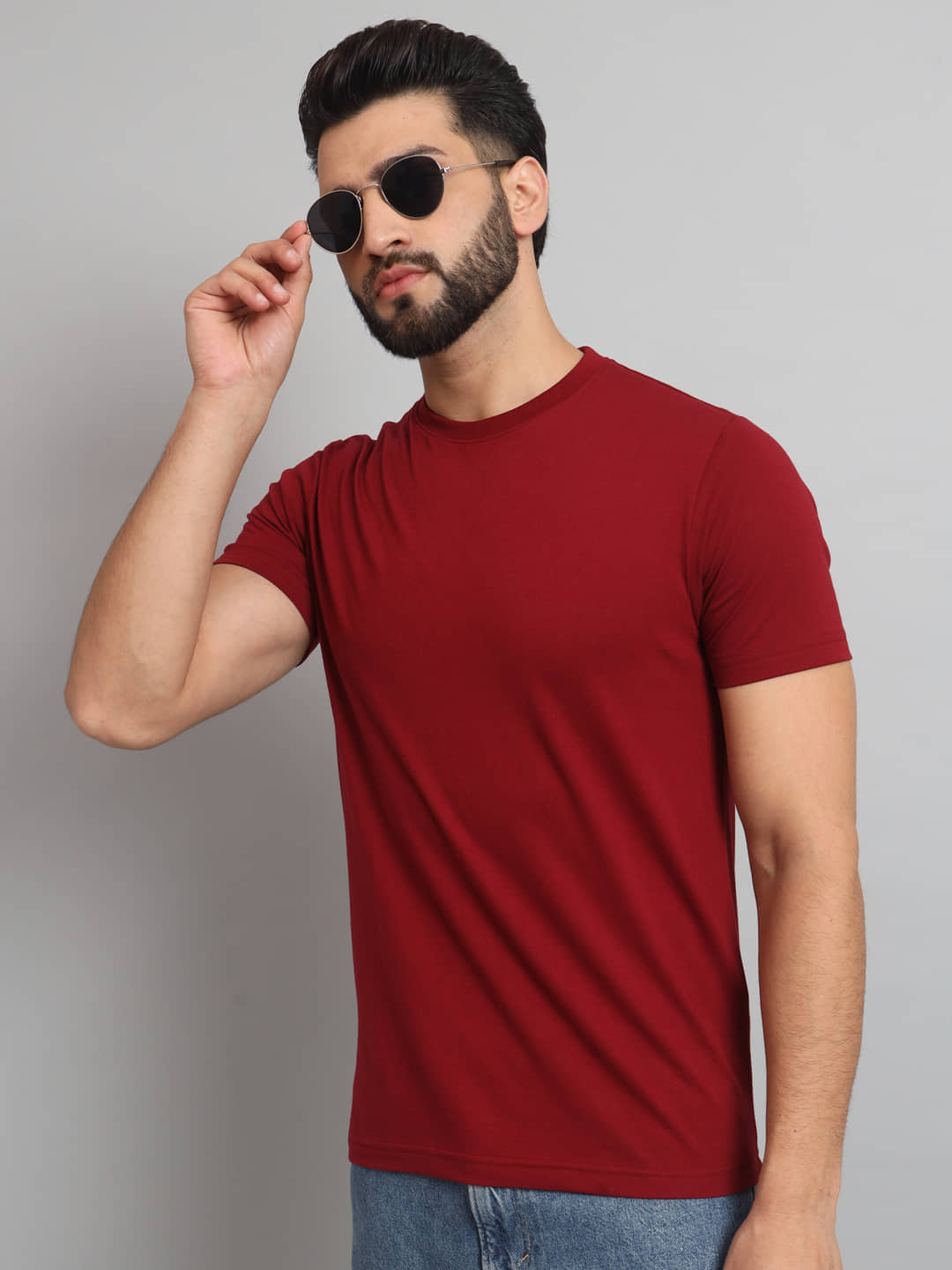 ZEBULUN Pack of 1 Cotton Blend Regular Fit Men's T-Shirt ( Red )