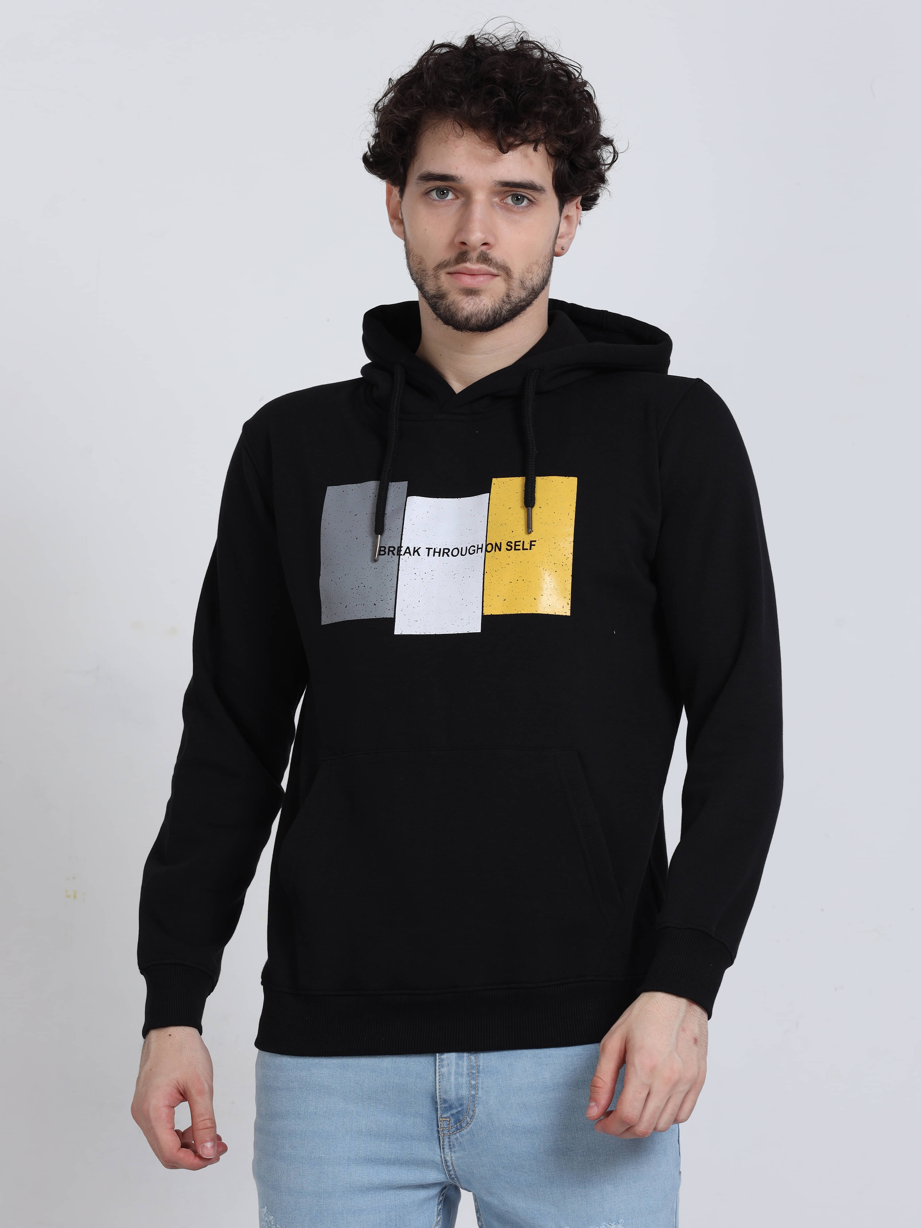     			Cool Colors Cotton Blend Hooded Men's Sweatshirt - Black ( Pack of 1 )