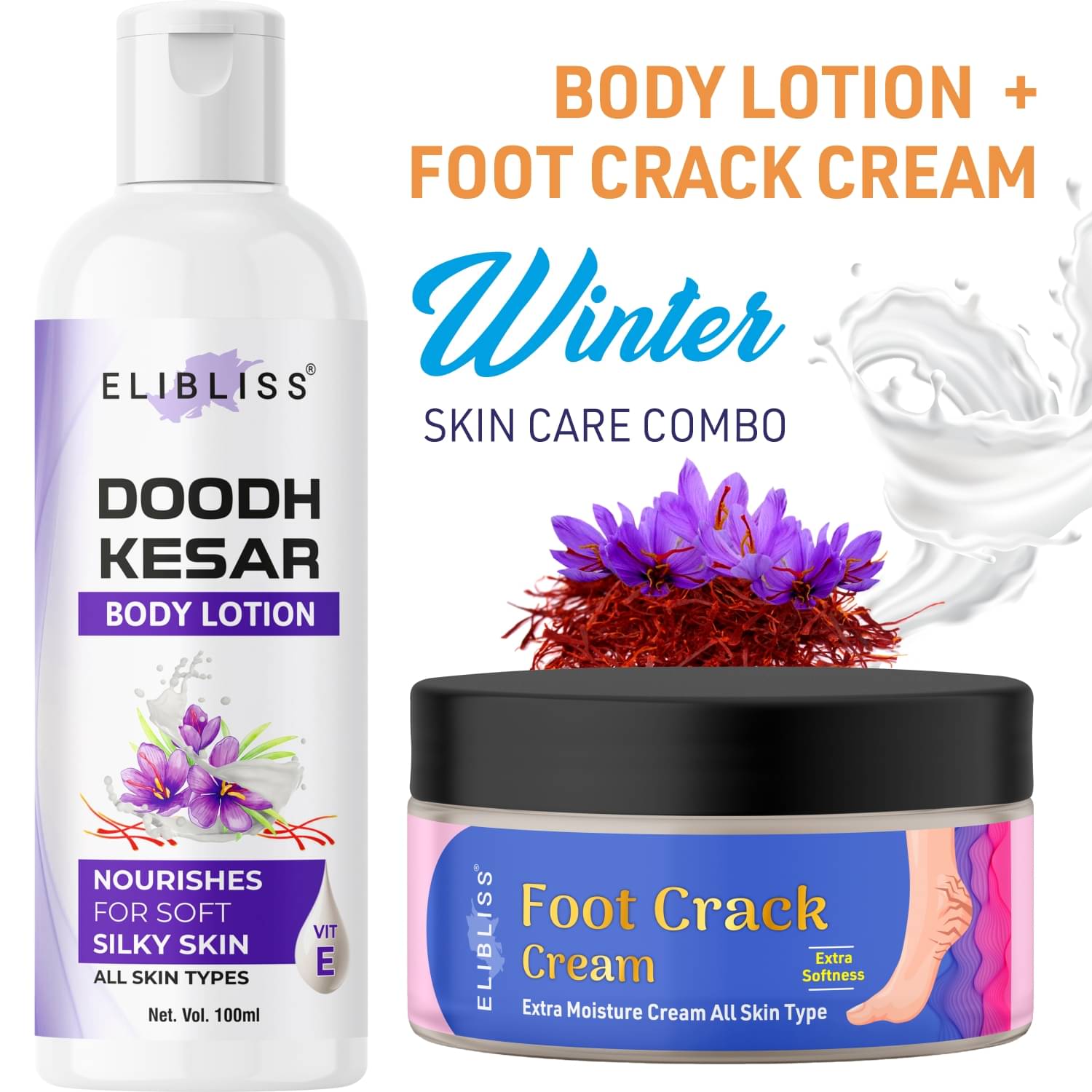     			Doodh Kesar Glow Body Lotion with Foot Crack Cream for Repair Heel Crack