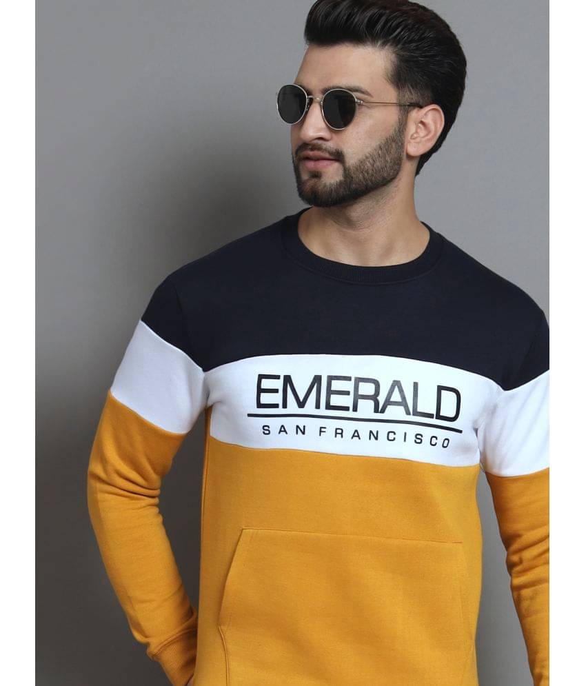 Emerald Fleece Round Neck Men's Sweatshirt - Gold ( Pack of 1 ) Emerald Fleece Round Neck Men's Sweatshirt - Gold ( Pack of 1 )